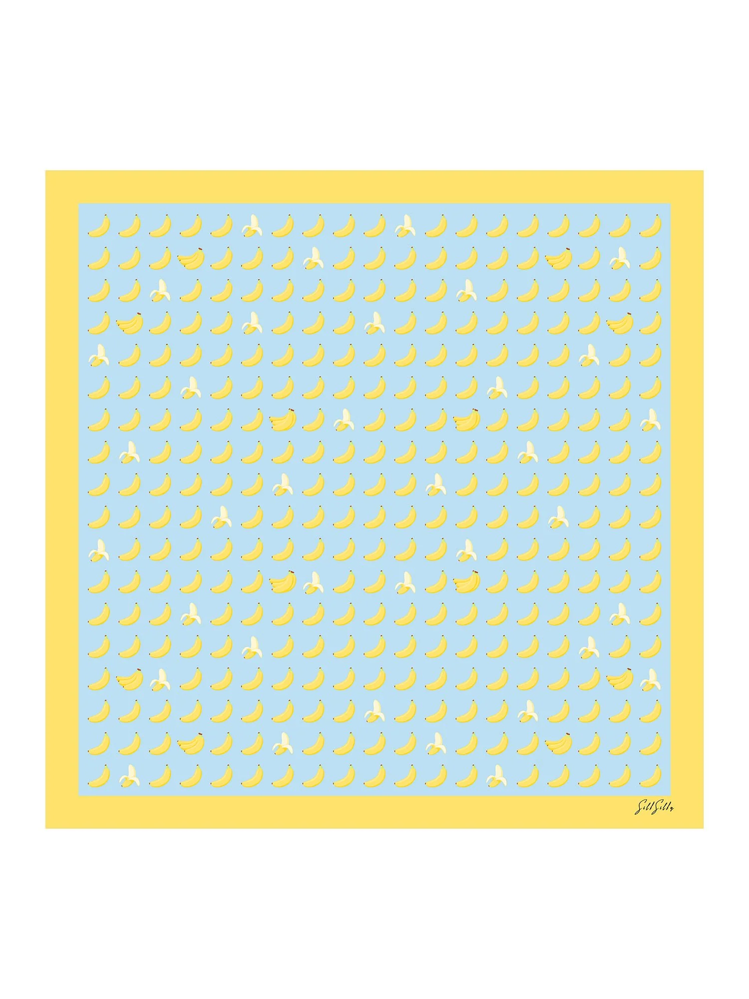 Sjaal Van 100 Procent Moerbeizijde Met Bananenpatroon Maat 90 x 90 cm - Image 6
