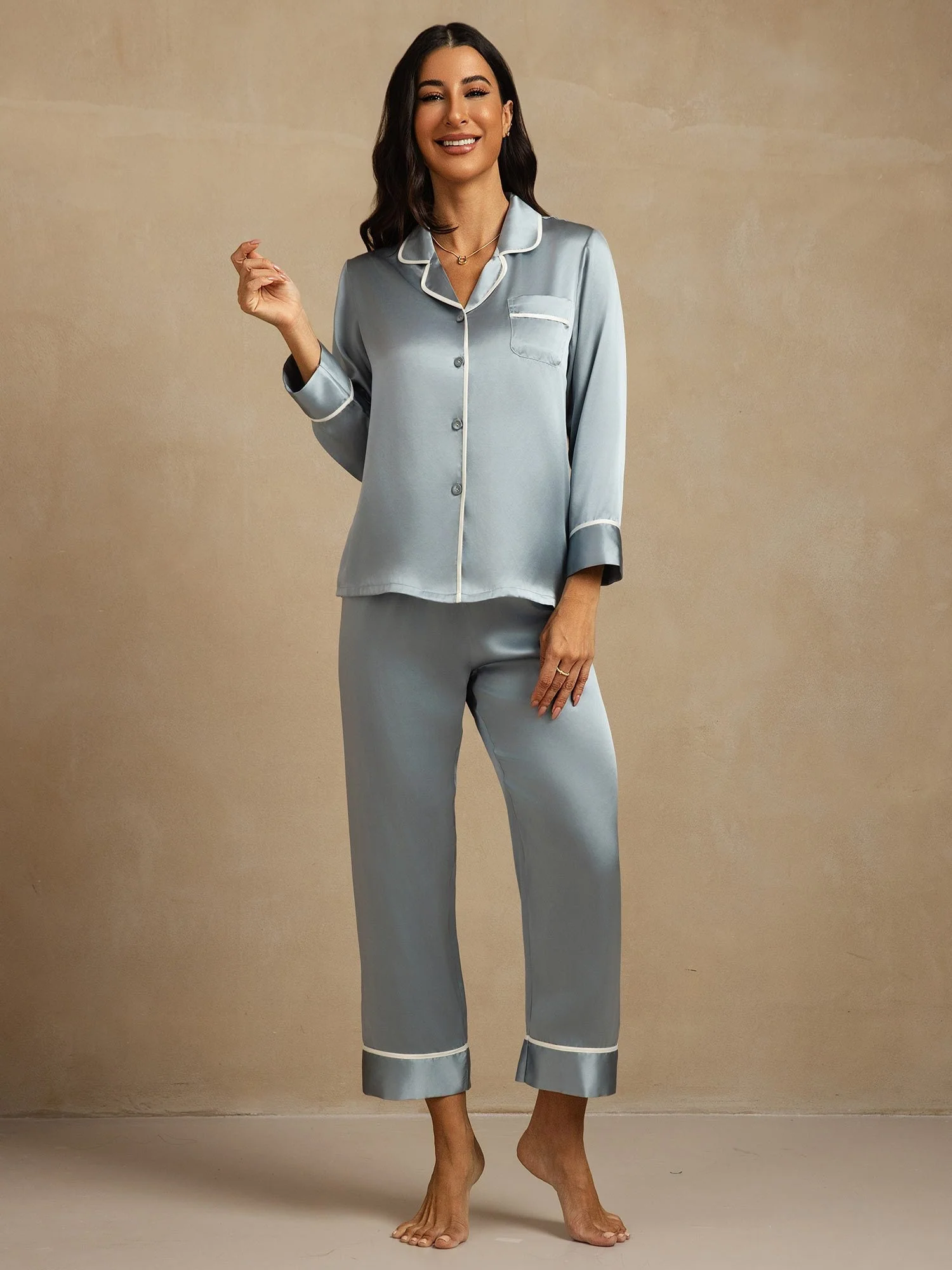100% Moerbeizijde Klassieke Pyjama Set - Image 16