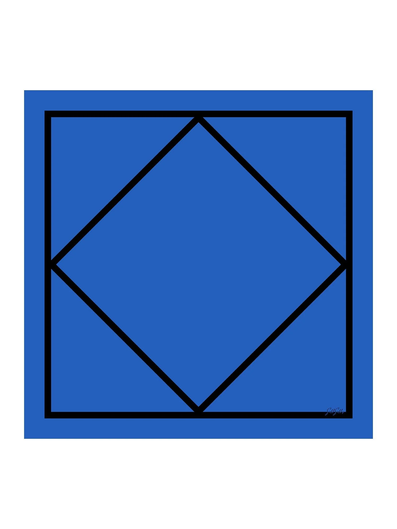 100 Procent Moerbeizijde Dames Sjaal Met Geometrisch Blok Patroon Maat 90 x 90 cm - Image 12