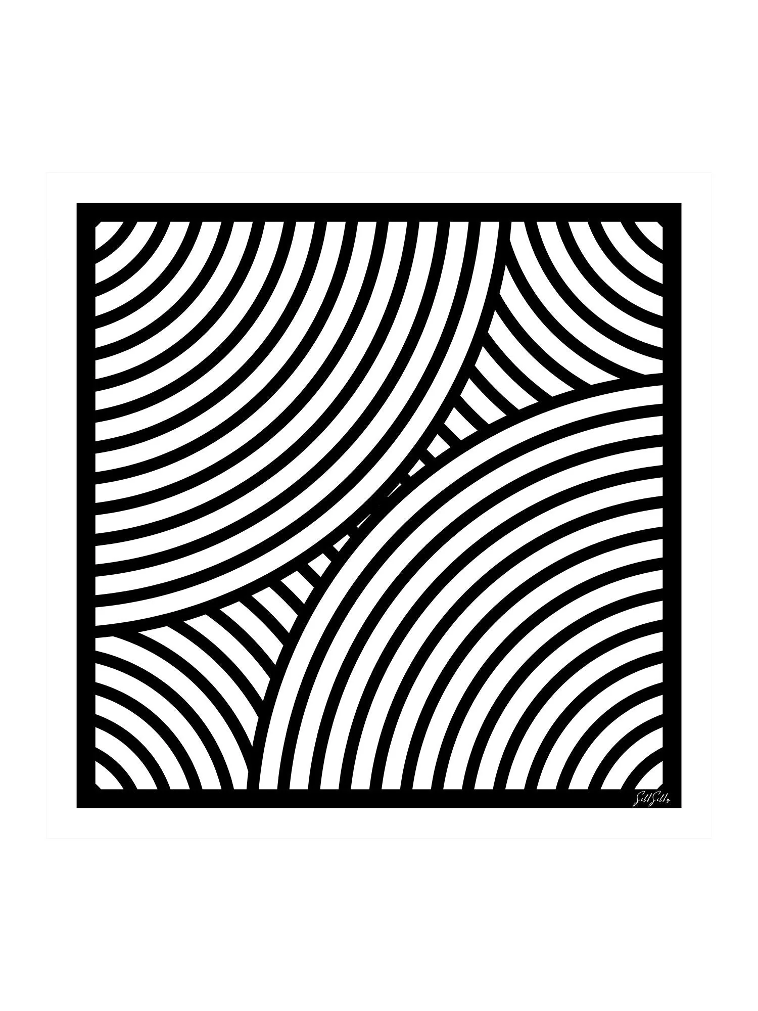 100% Moerbeizijde Halfronde Geometrie Bedrukte Sjaal Afmeting 90x90cm