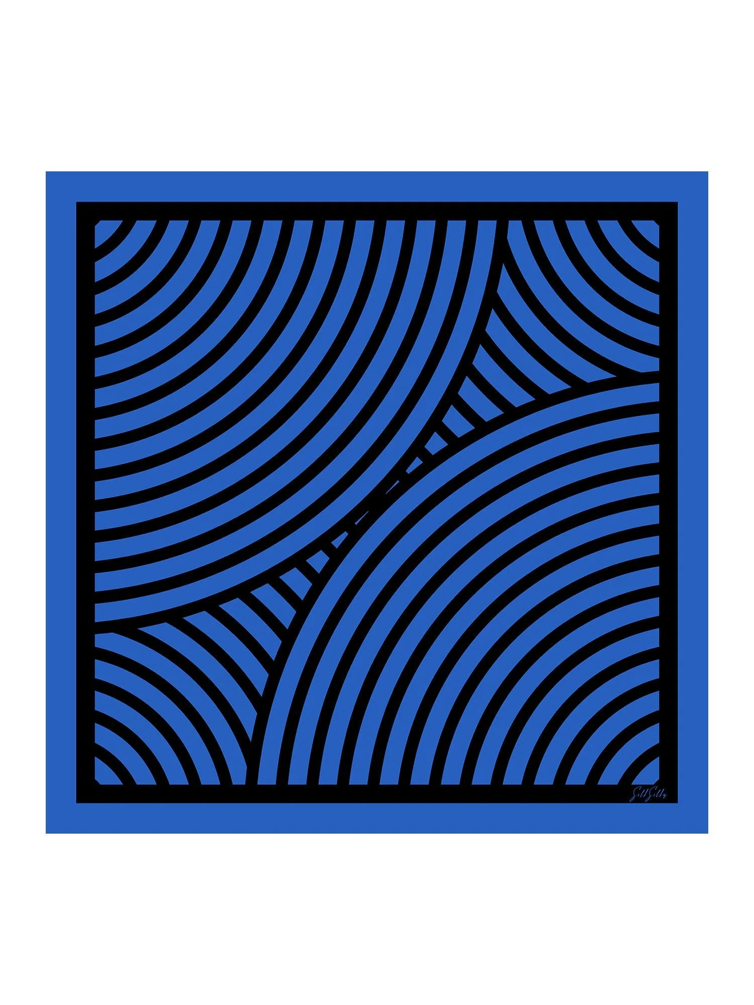 100% Moerbeizijde Halfronde Geometrie Bedrukte Sjaal Afmeting 90x90cm - Image 10