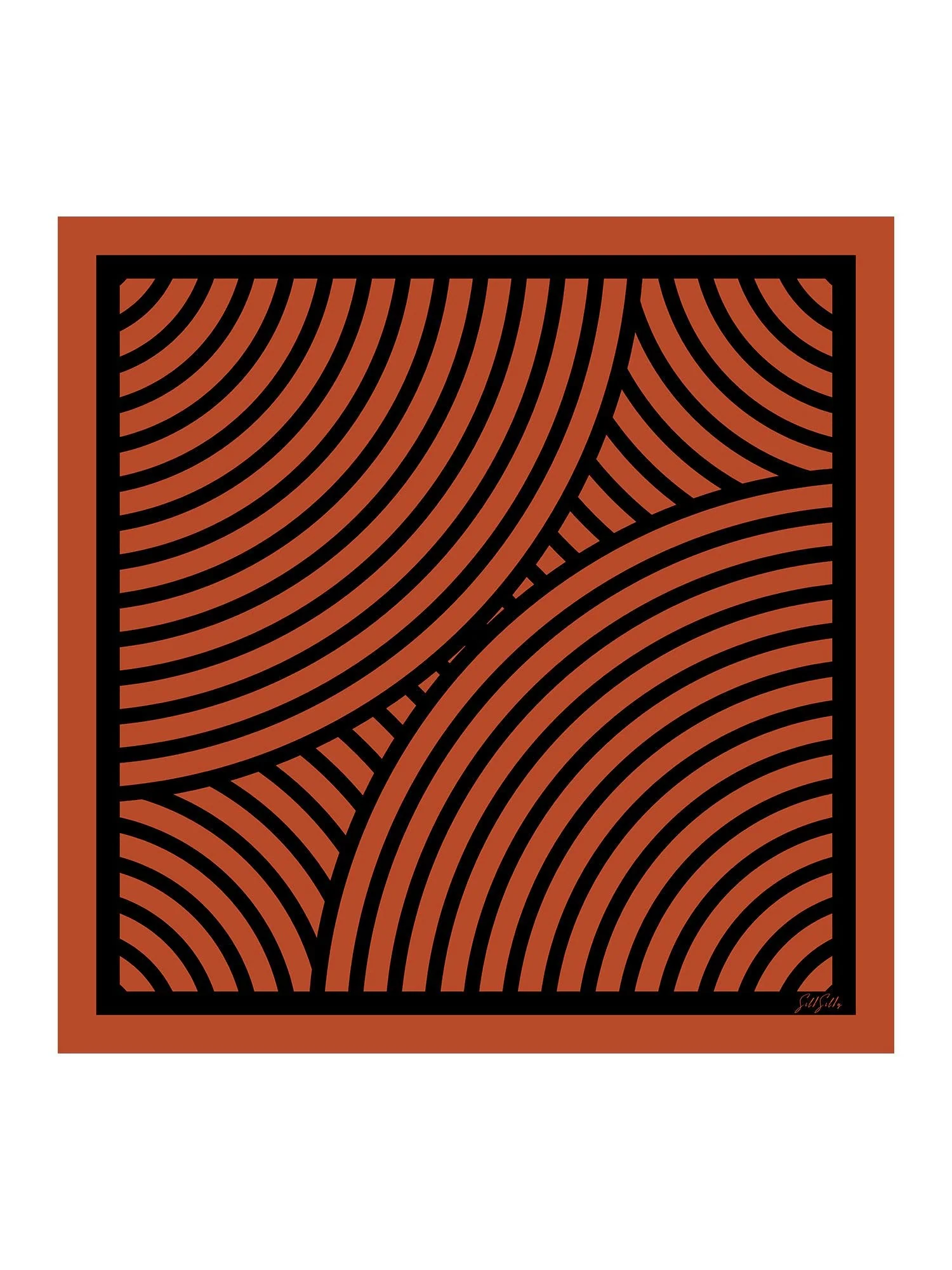 100% Moerbeizijde Halfronde Geometrie Bedrukte Sjaal Afmeting 90x90cm - Image 14
