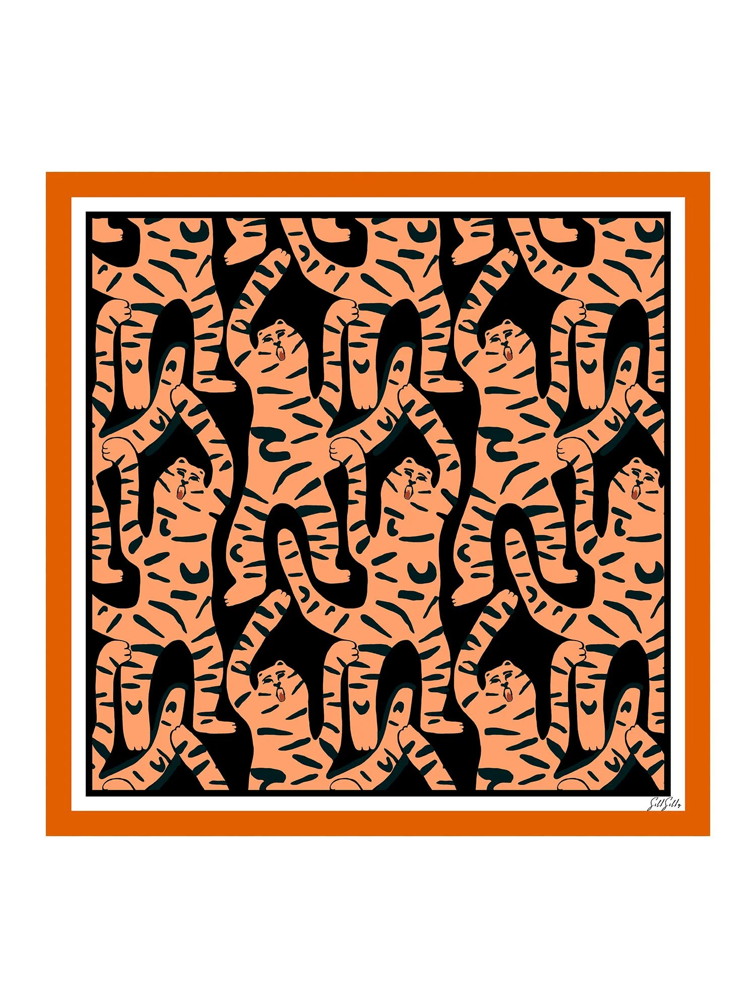 100 Procent Moerbeizijde Sjaal Met Tijgerpatroon Maat 90x90cm