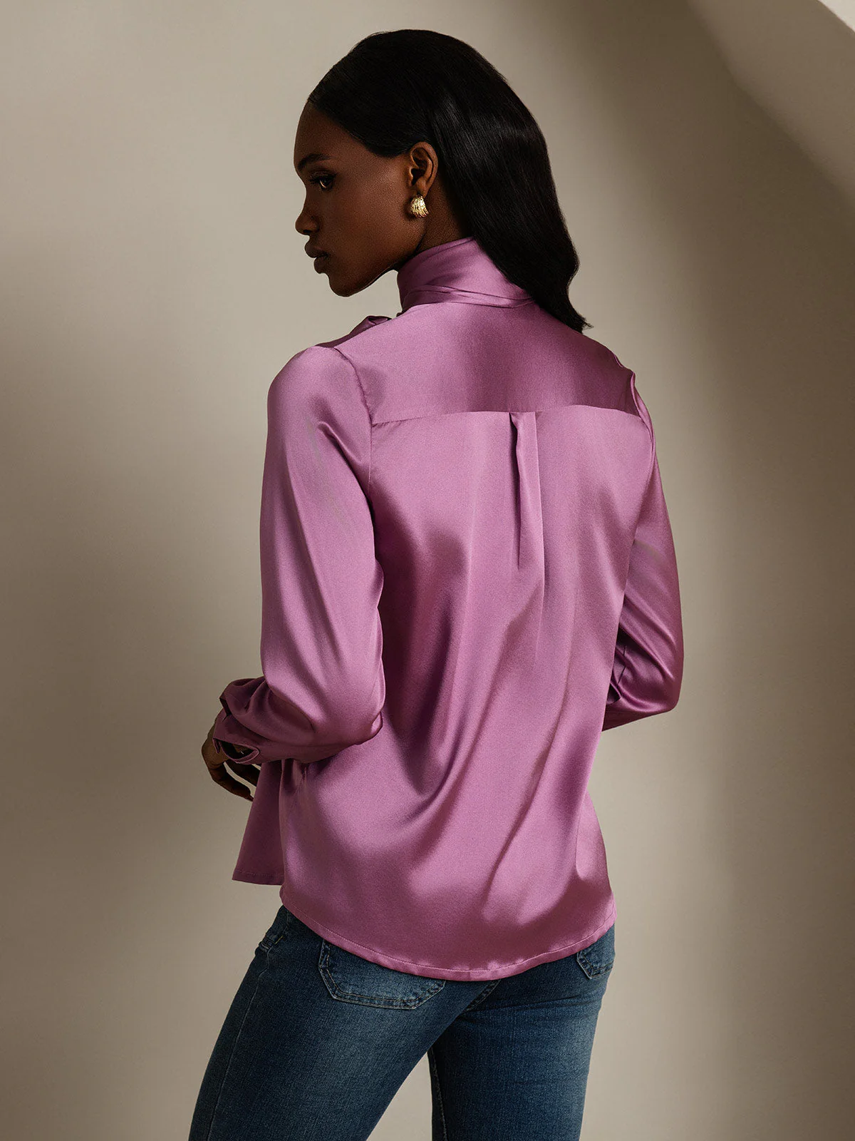19 Momme Zijde Strik Nek Shirt - Image 34