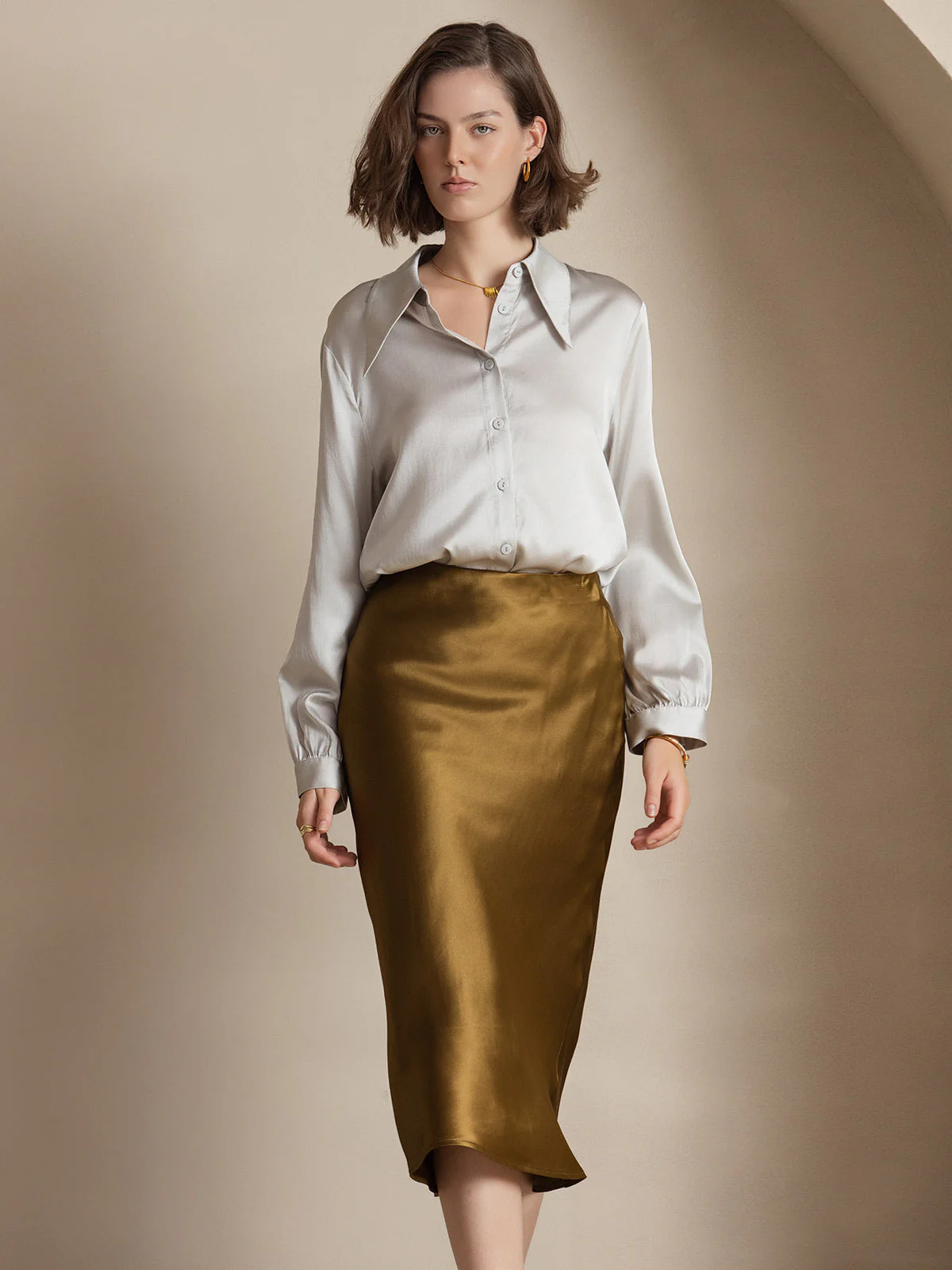 Eenvoudige Elegante Rok van Pure Zijde - Image 56