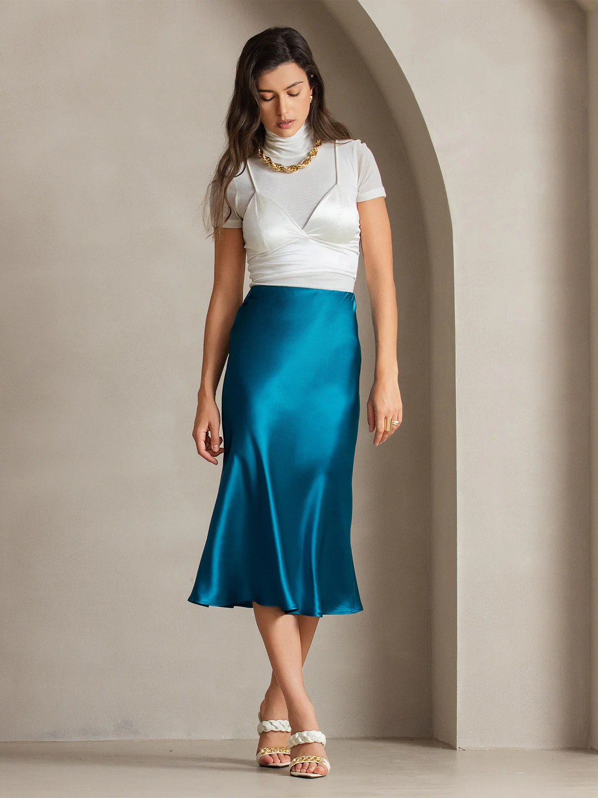 Eenvoudige Elegante Rok van Pure Zijde - Image 63