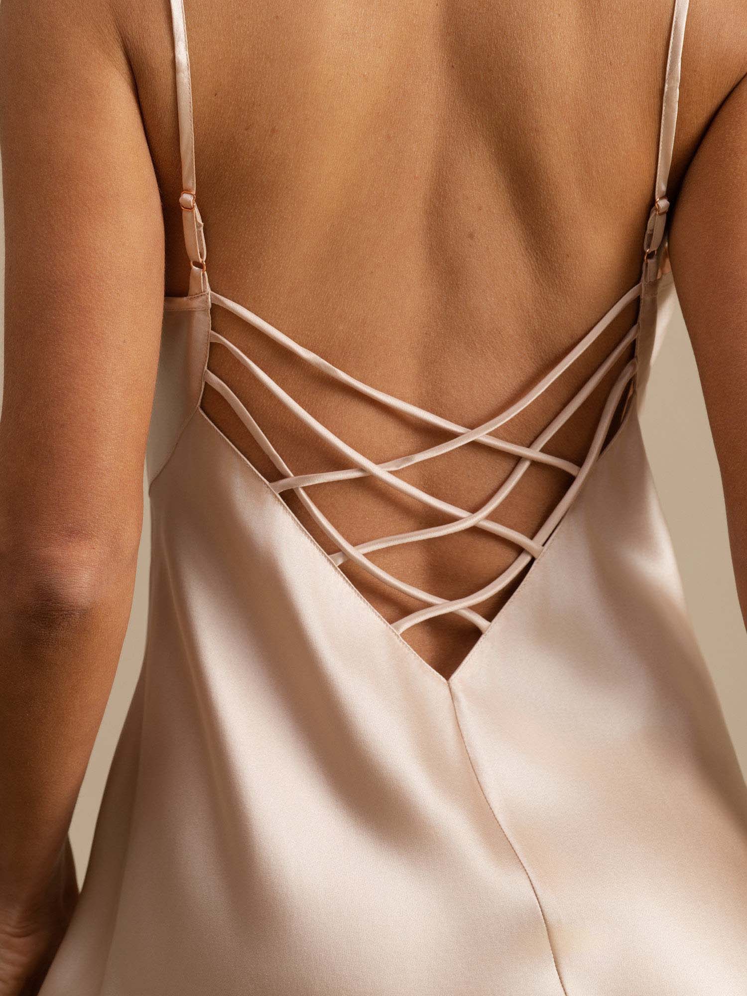 Moerbei Zijde Criss Cross Back Cami-Jurk - Image 40