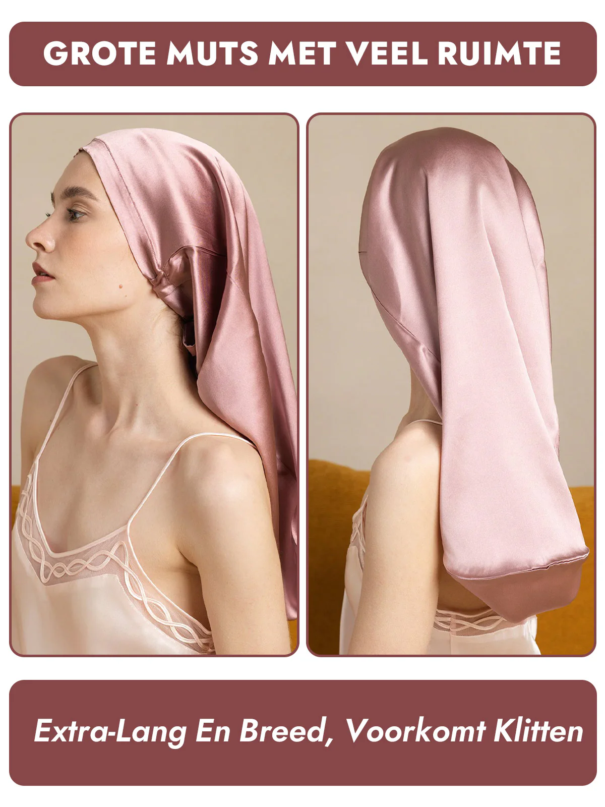 100% Moerbeizijde Elegante Slaapmuts voor Lang Haar - Image 11