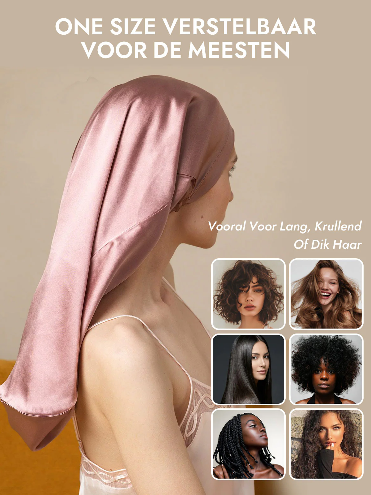 100% Moerbeizijde Elegante Slaapmuts voor Lang Haar - Image 14