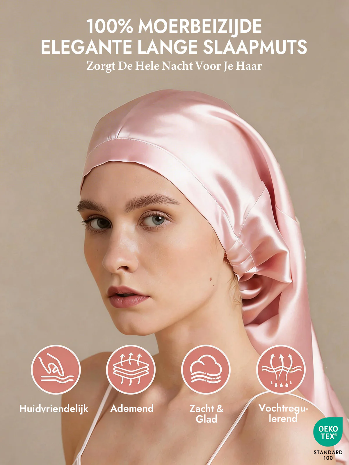100% Moerbeizijde Elegante Slaapmuts voor Lang Haar - Image 26
