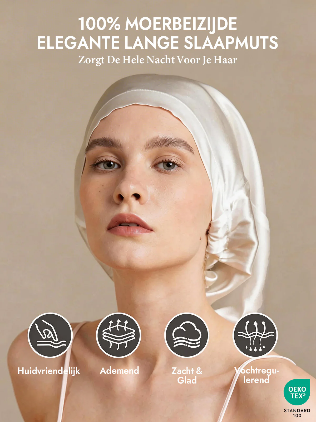 100% Moerbeizijde Elegante Slaapmuts voor Lang Haar - Image 34