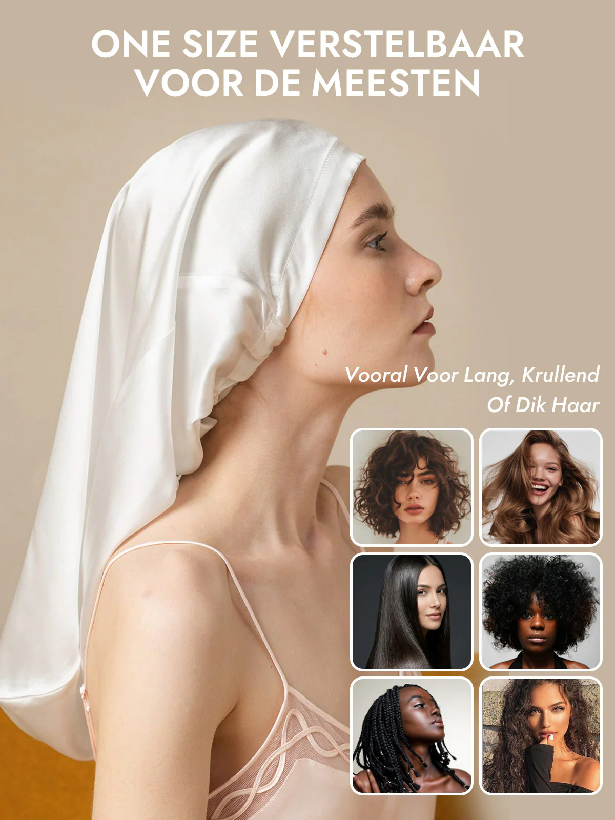 100% Moerbeizijde Elegante Slaapmuts voor Lang Haar - Image 38