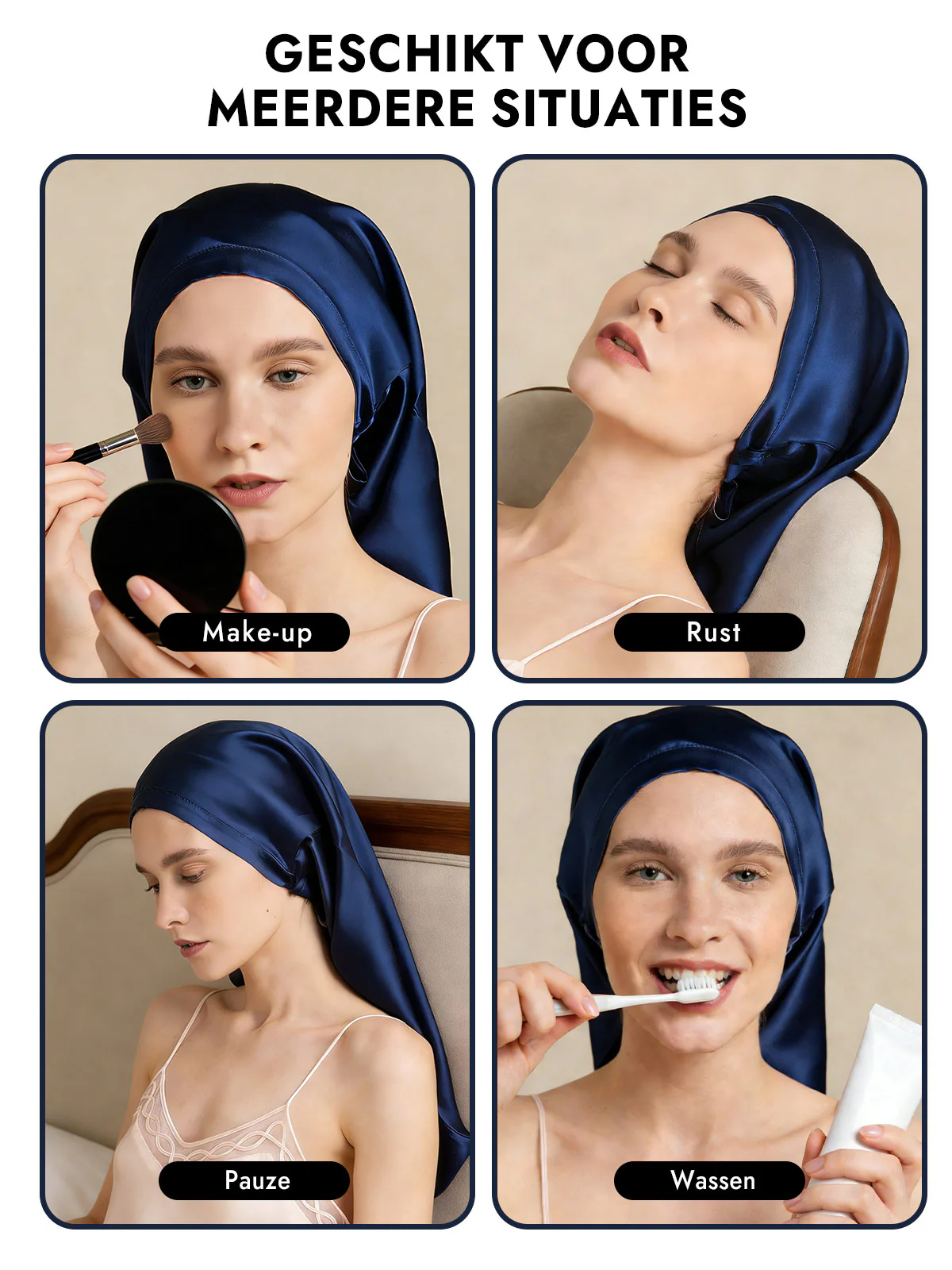 100% Moerbeizijde Elegante Slaapmuts voor Lang Haar - Image 7