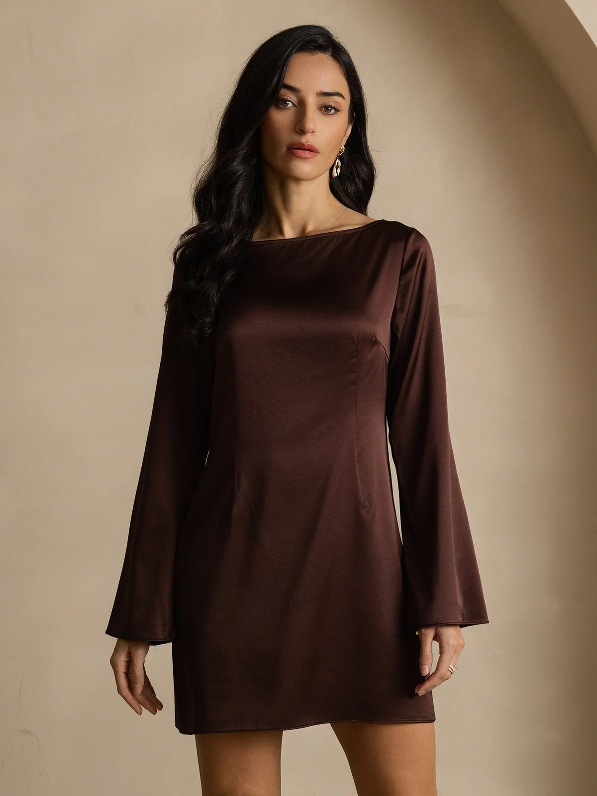 19Momme Zijde Elegante Lange Mouw Jurk - Image 9