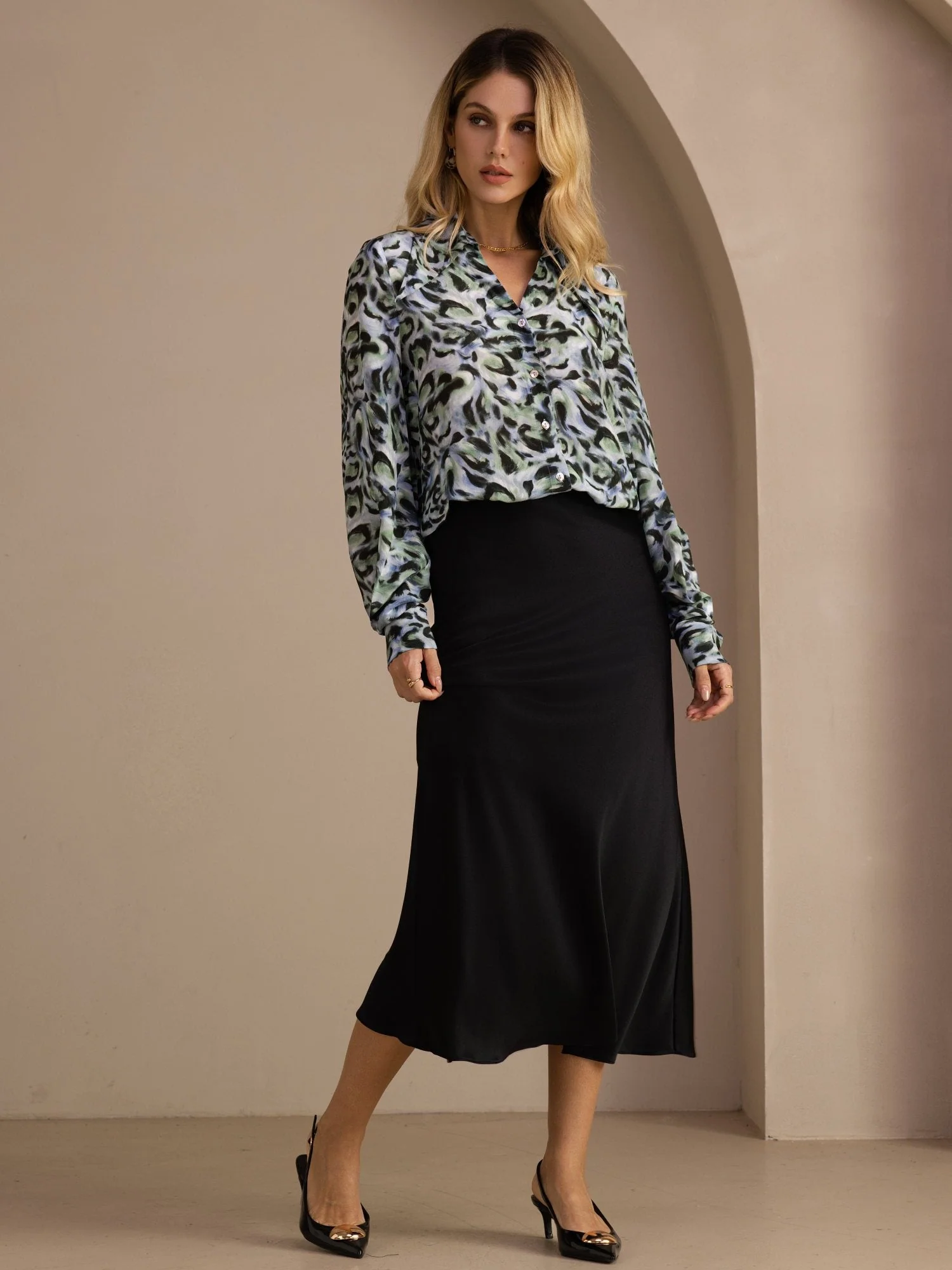 19Momme Zijden Maxi Rok Met Hoge Taille - Image 14
