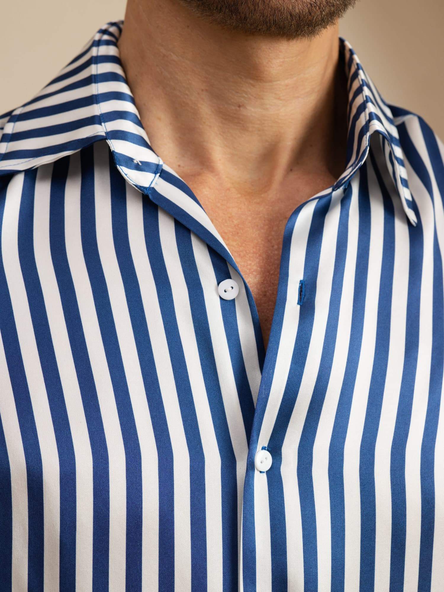 19Momme Zijde Heren Lange Mouw Reverskraag Streepafdruk Overhemd - Image 6