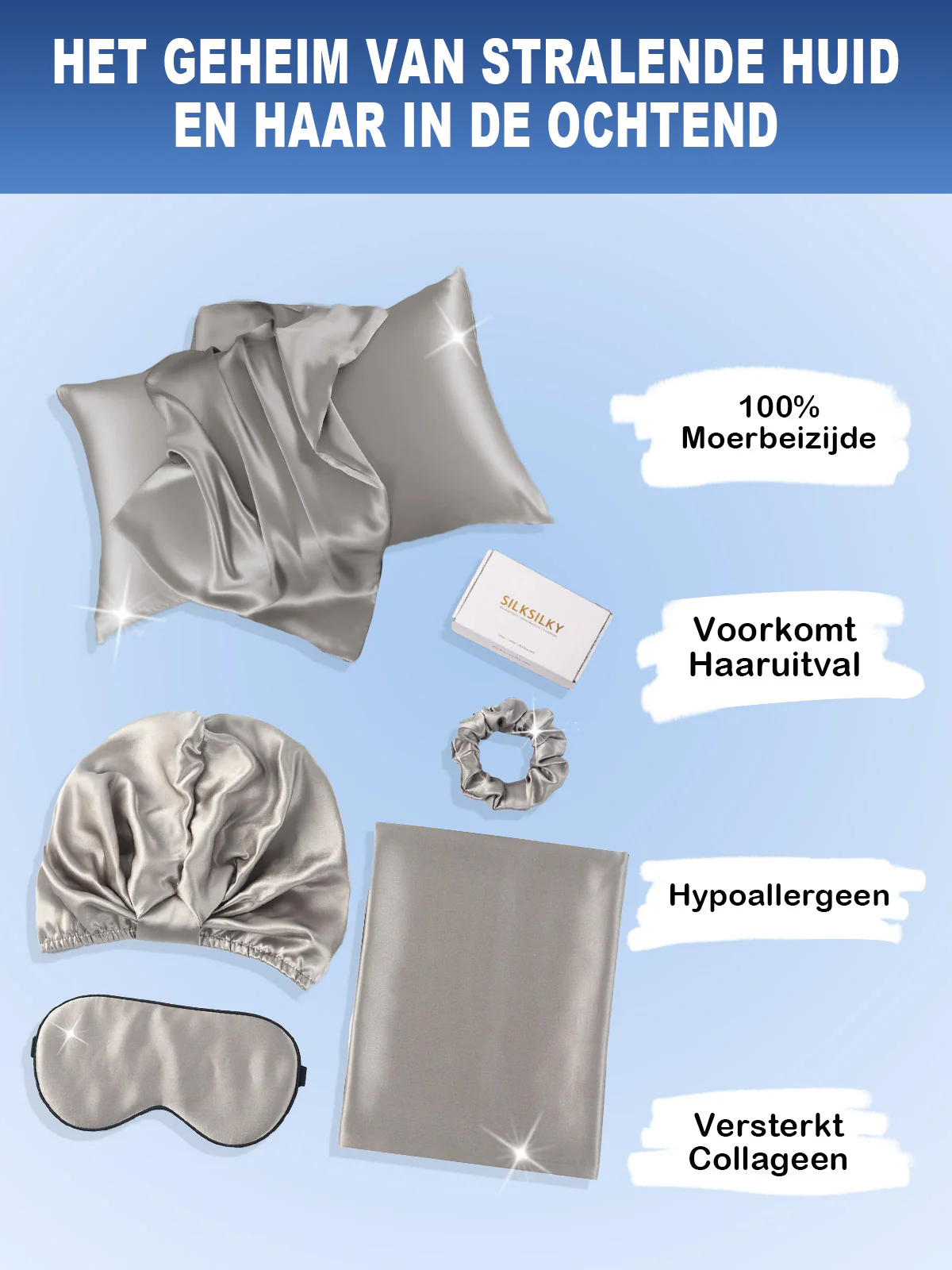 19Momme 4st Set Zijde Huidvriendelijke schoonheidsslaapset (Envelop Kussensloop) - Image 42
