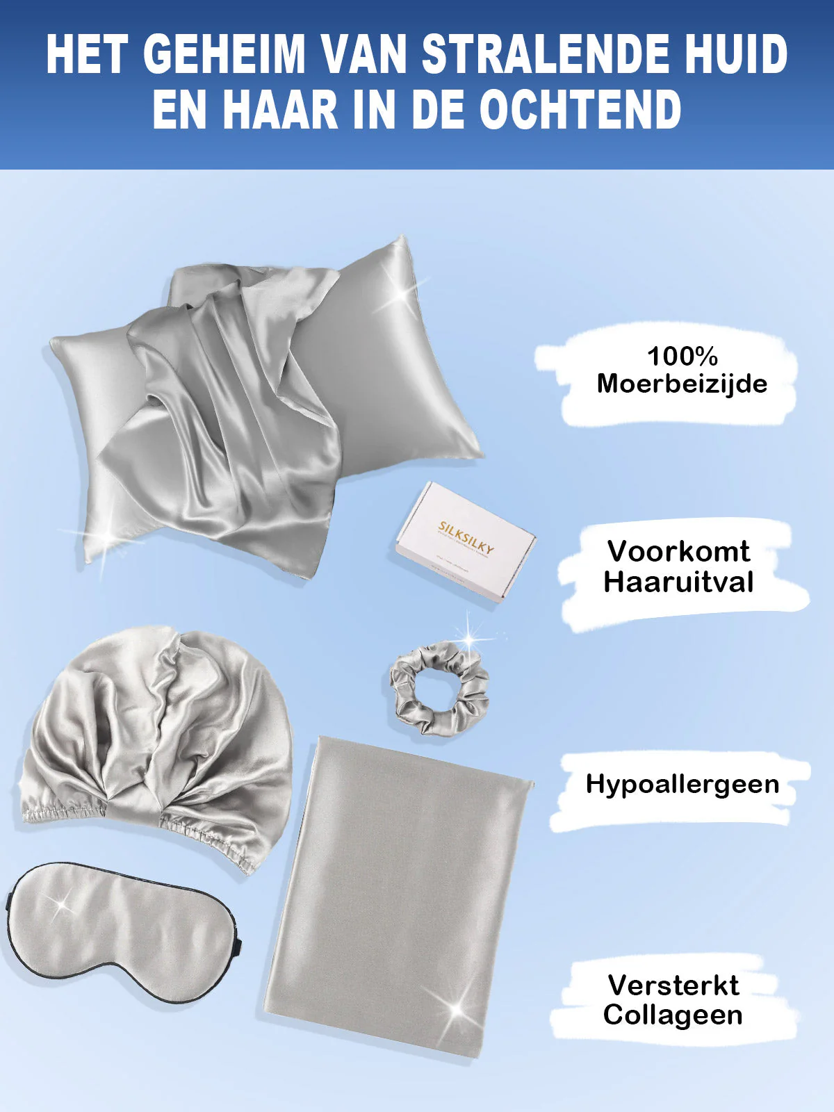 19Momme 4st Set Zijde Huidvriendelijke schoonheidsslaapset (Envelop Kussensloop) - Image 46
