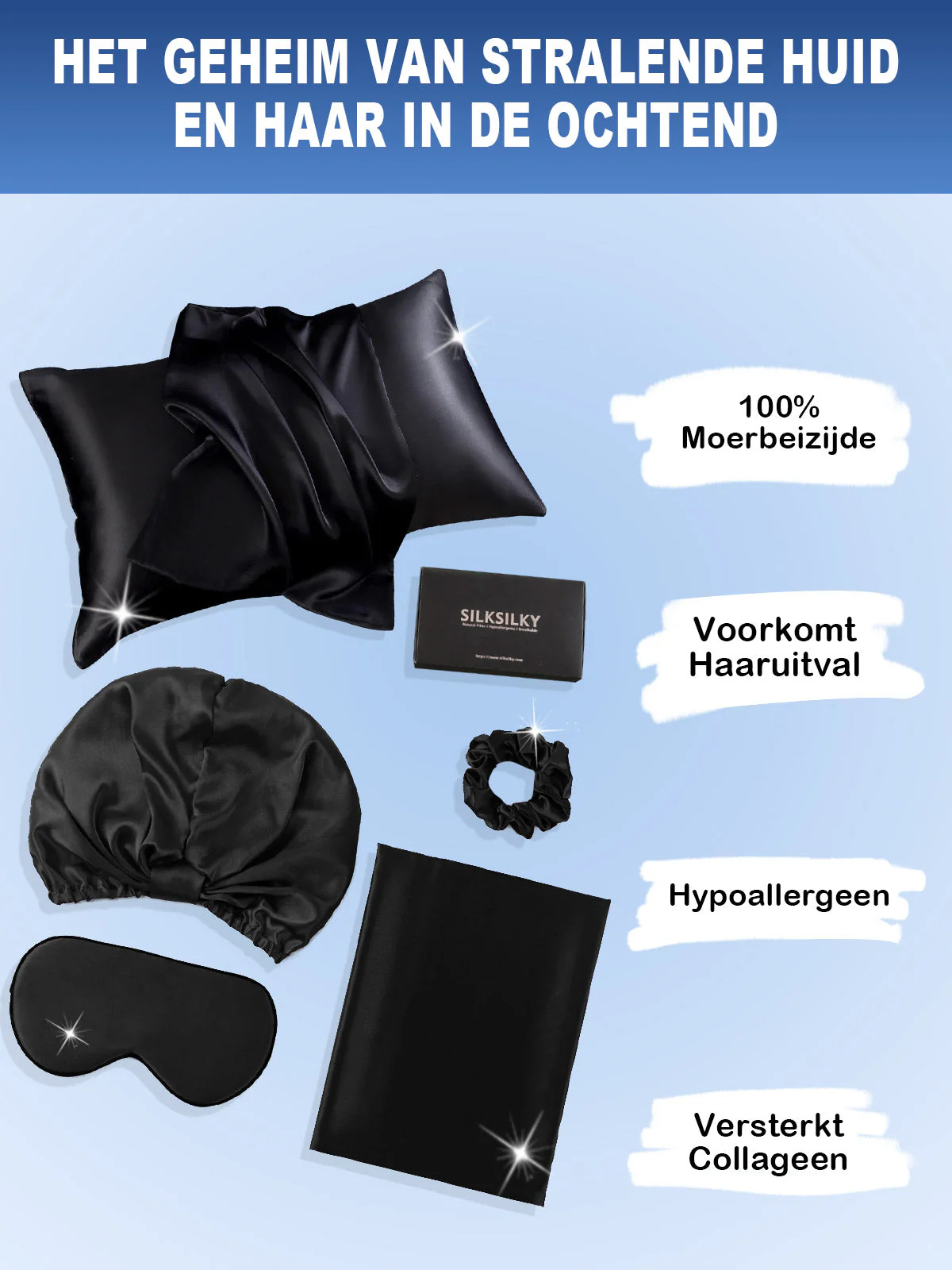 19Momme 4st Set Zijde Huidvriendelijke schoonheidsslaapset (Verborgen Rits Kussensloop) - Image 12