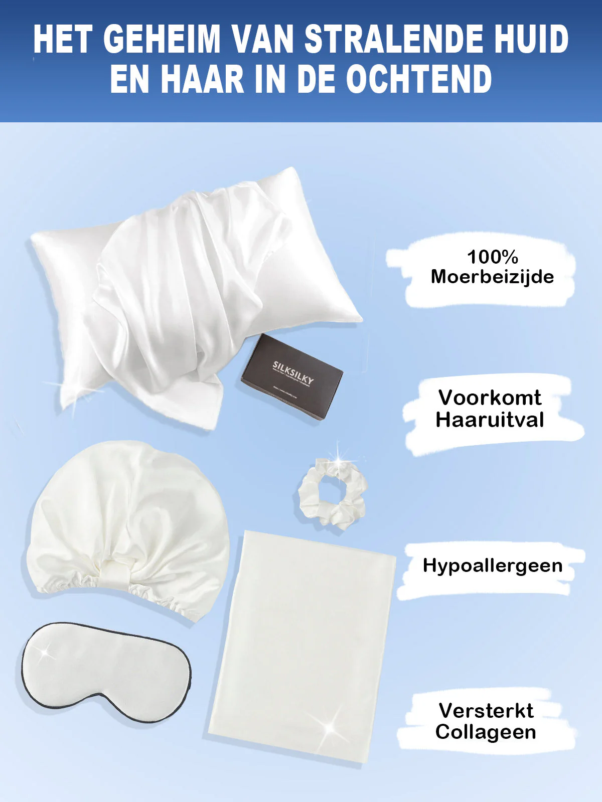 19Momme 4st Set Zijde Huidvriendelijke schoonheidsslaapset (Verborgen Rits Kussensloop) - Image 37