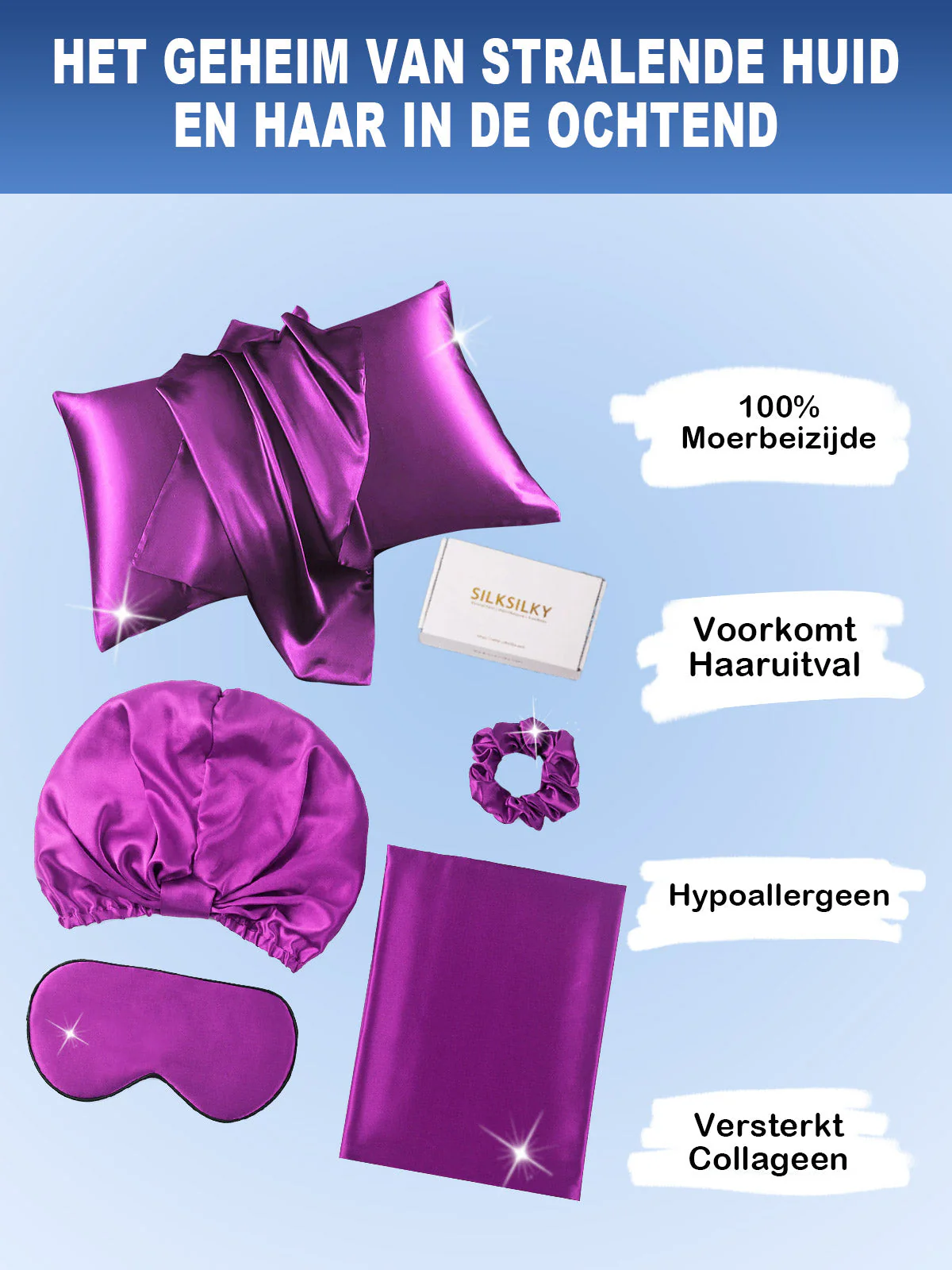 19Momme 4st Set Zijde Huidvriendelijke schoonheidsslaapset (Verborgen Rits Kussensloop) - Image 45
