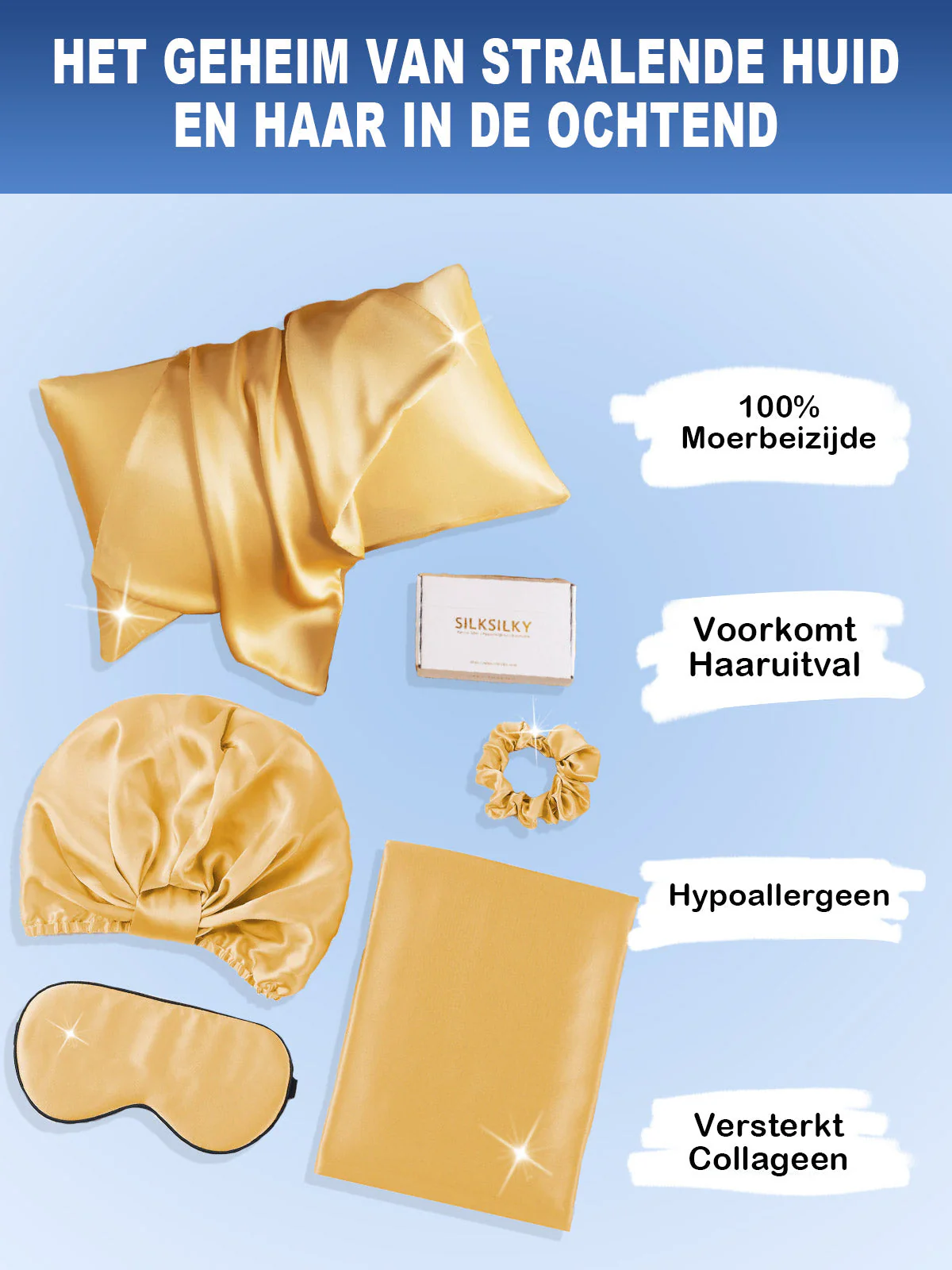 19Momme 4st Set Zijde Huidvriendelijke schoonheidsslaapset (Verborgen Rits Kussensloop) - Image 50