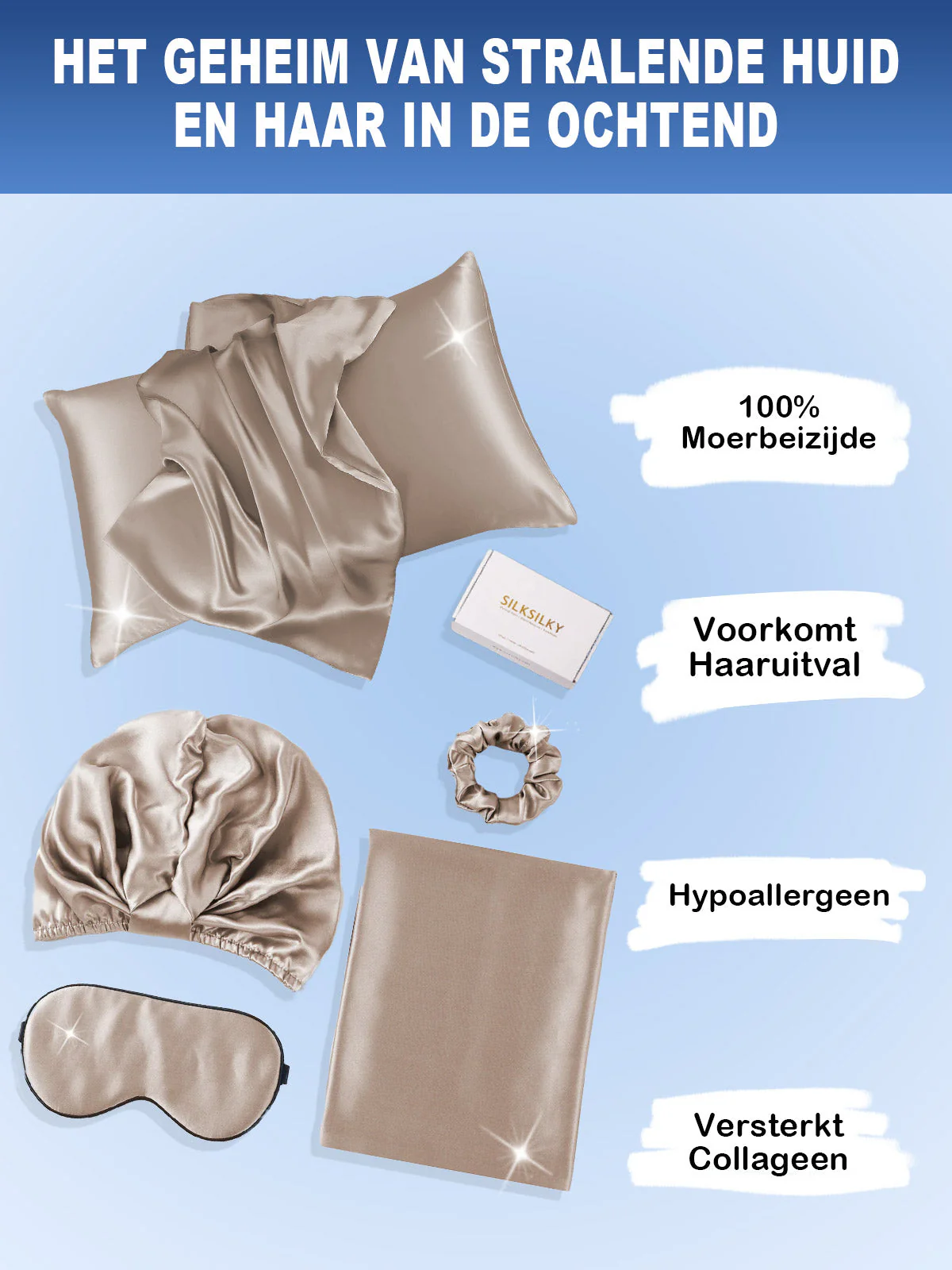 19Momme 4st Set Zijde Huidvriendelijke schoonheidsslaapset (Verborgen Rits Kussensloop) - Image 7