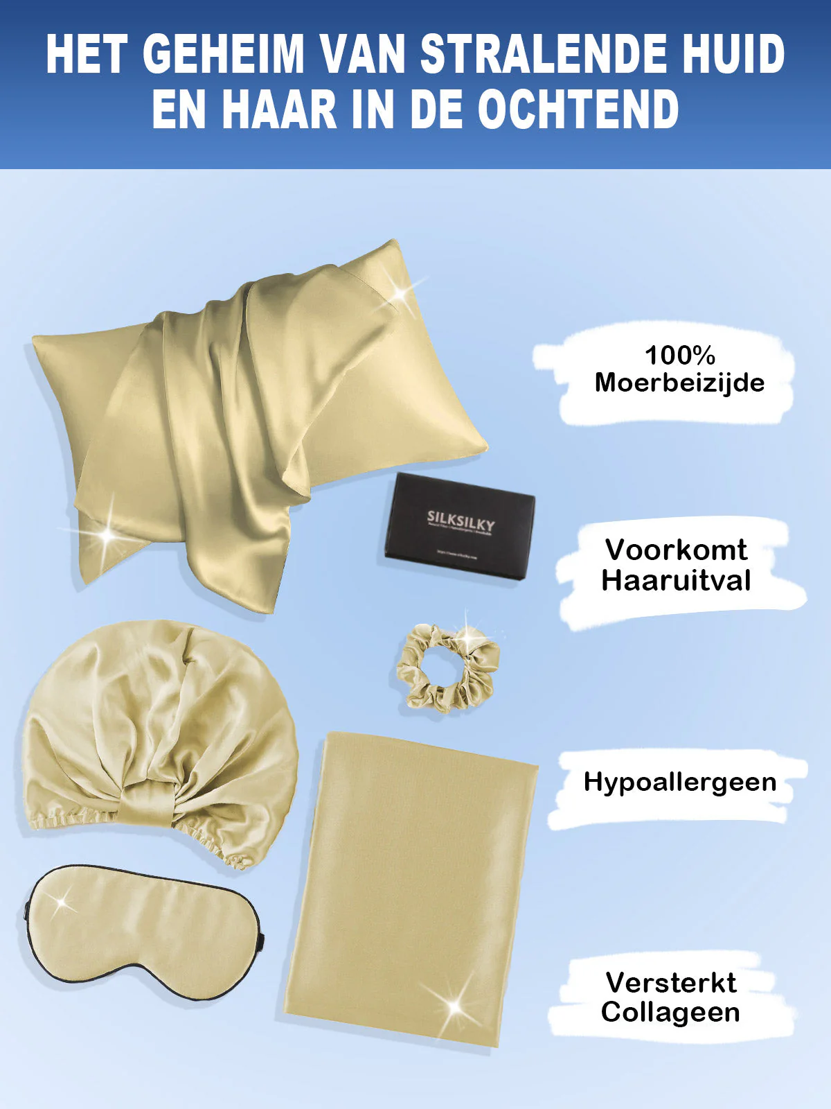 19Momme 4st Set Zijde Huidvriendelijke schoonheidsslaapset (Verborgen Rits Kussensloop) - Image 70