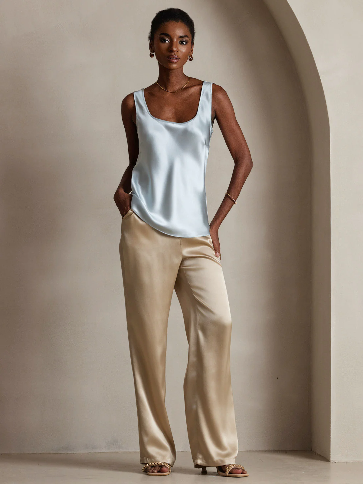 19Momme Zijde U-hals Bandjes Tanktop - Image 31