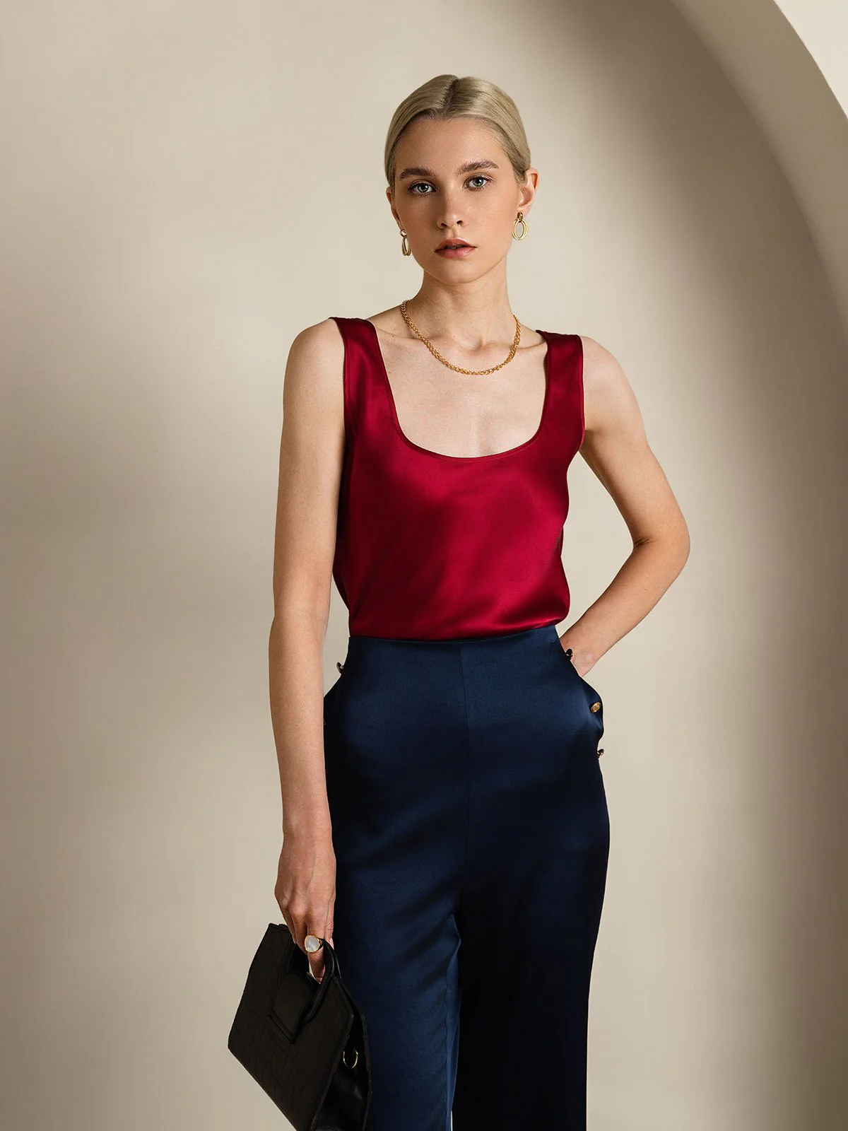 19Momme Zijde U-hals Bandjes Tanktop - Image 42
