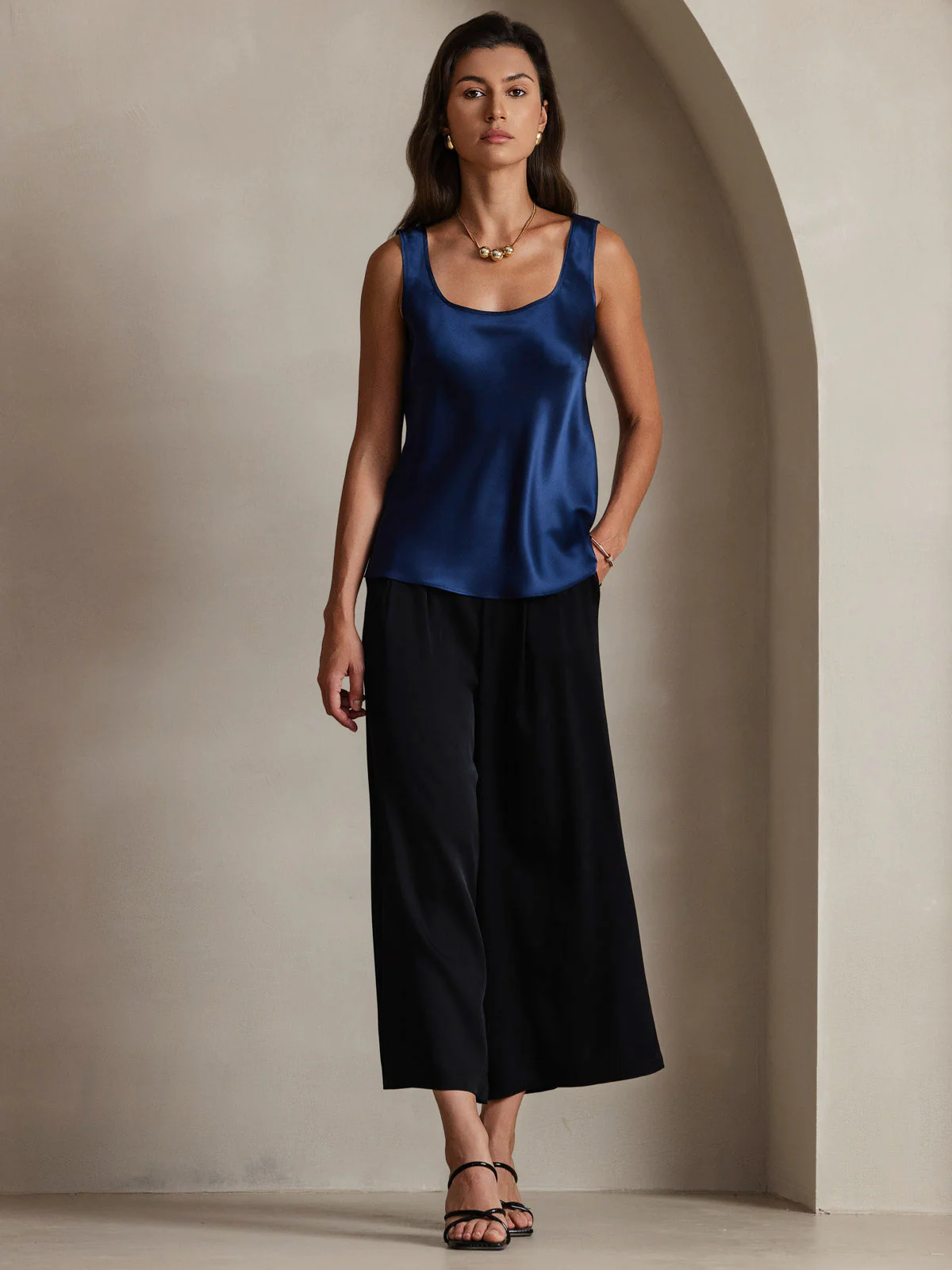 19Momme Zijde U-hals Bandjes Tanktop - Image 76