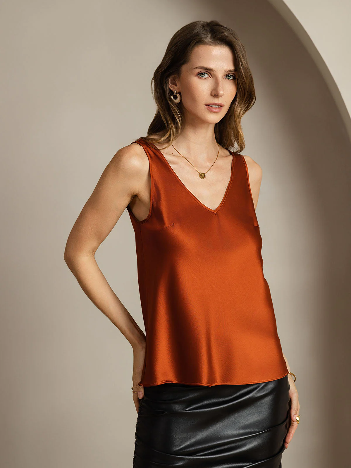 19Momme zijden V-hals Bandjes Tanktop - Image 71