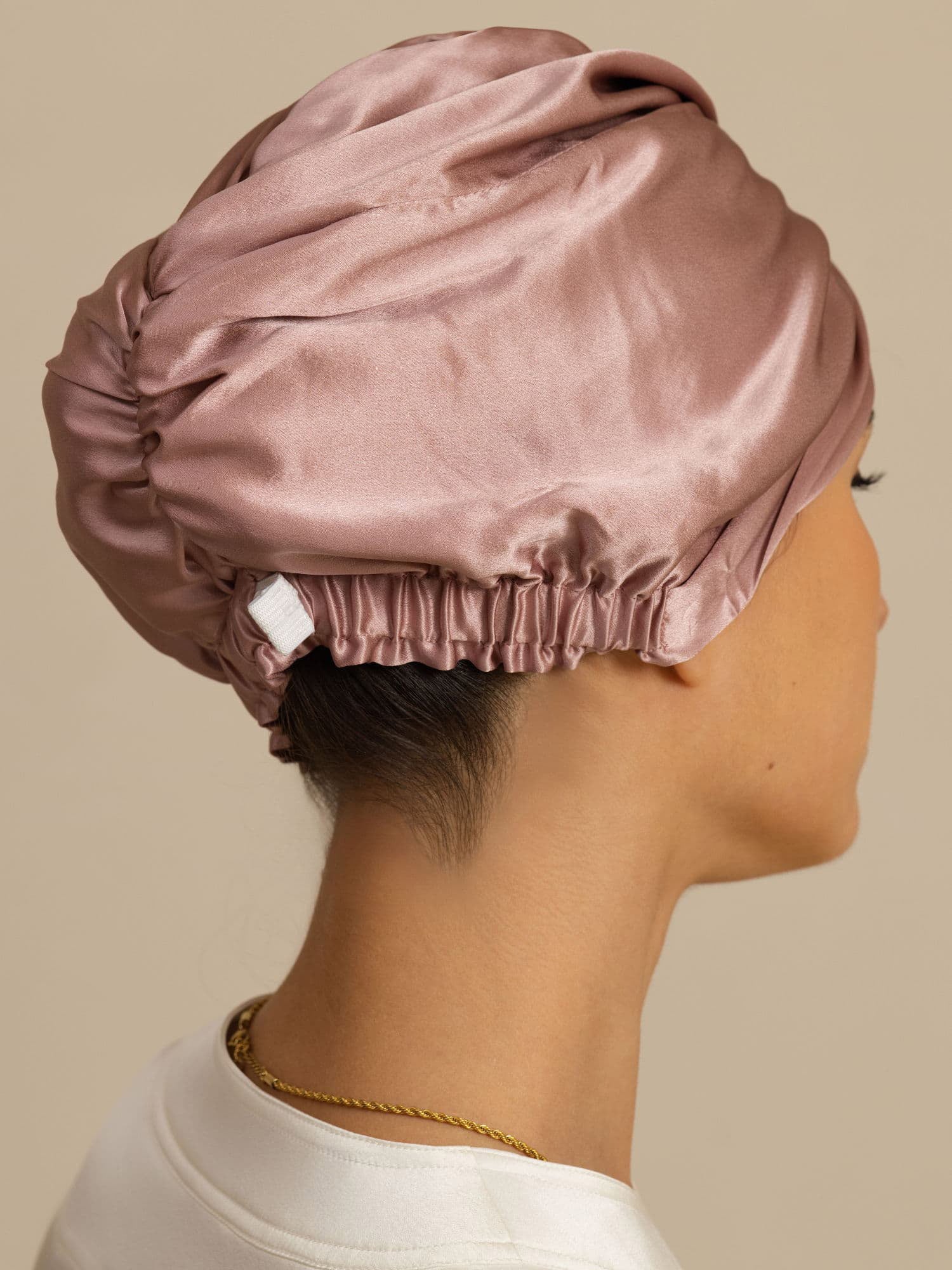 Haarkap van 22Momme pure zijde met knoop aan de voorkant en verstelbare knoopsluiting - Image 7