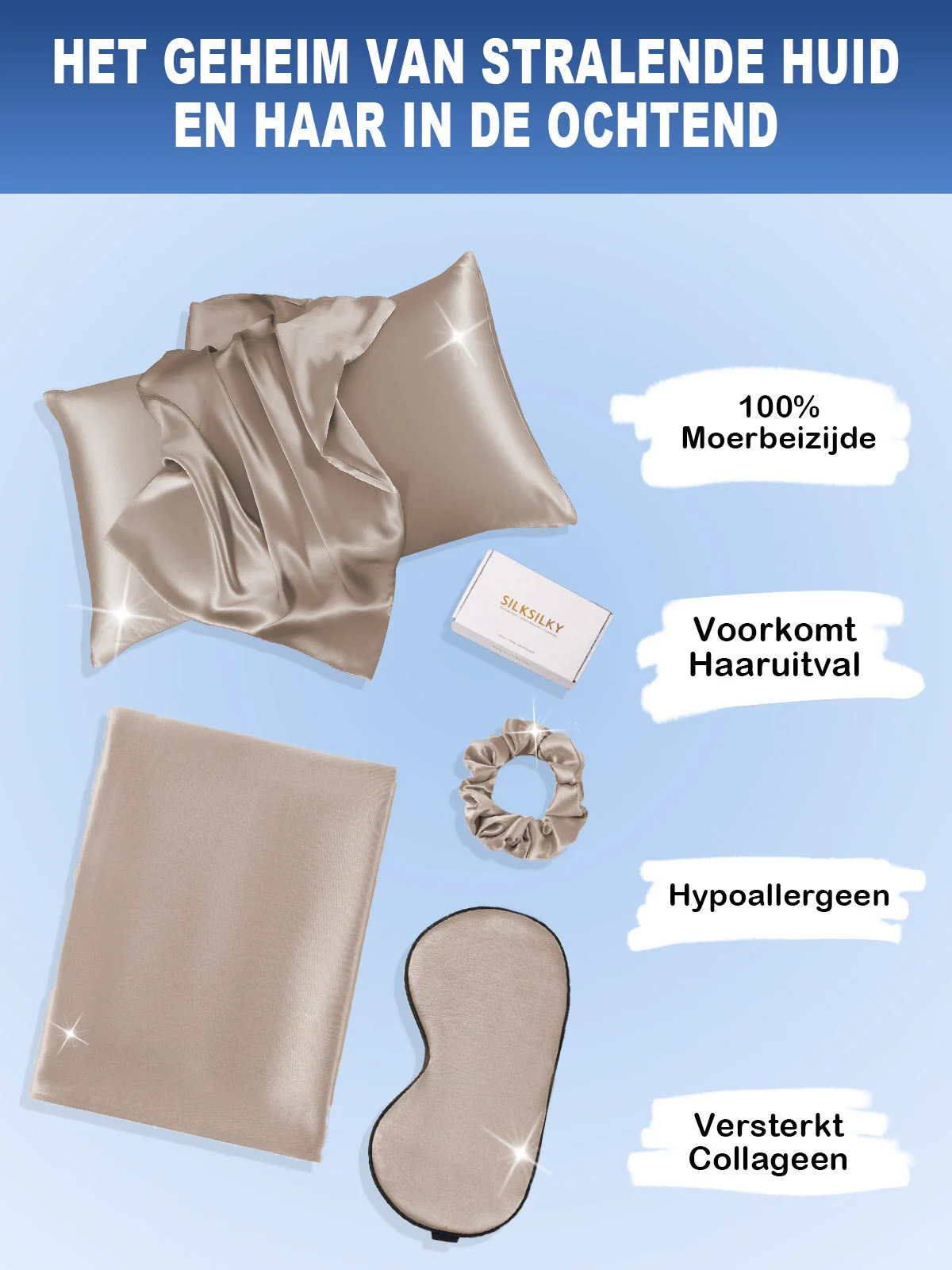 19Momme 3st Set Zijde Huidvriendelijke schoonheidsslaapset (Verborgen Rits Kussensloop) - Image 58
