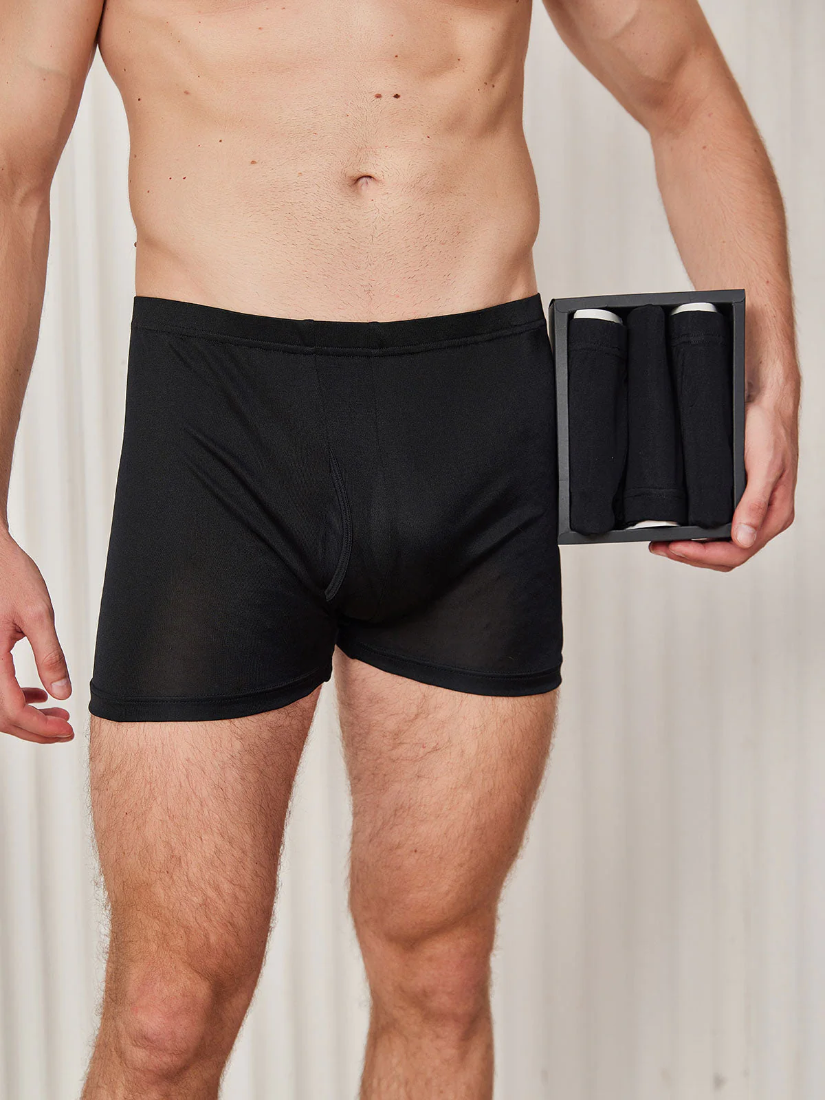 3 Stuks Heren Boxershorts van Pure Zijde met Open Voorkant - Image 9