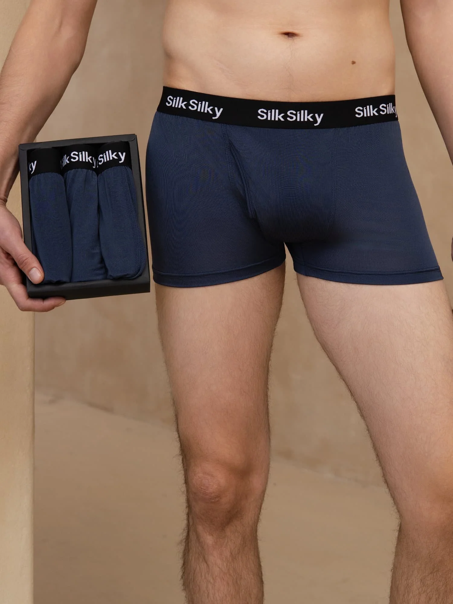 3 Stuks Pure Zijde Heren Comfort Ademend Boxer Brief Ondergoed - Image 10
