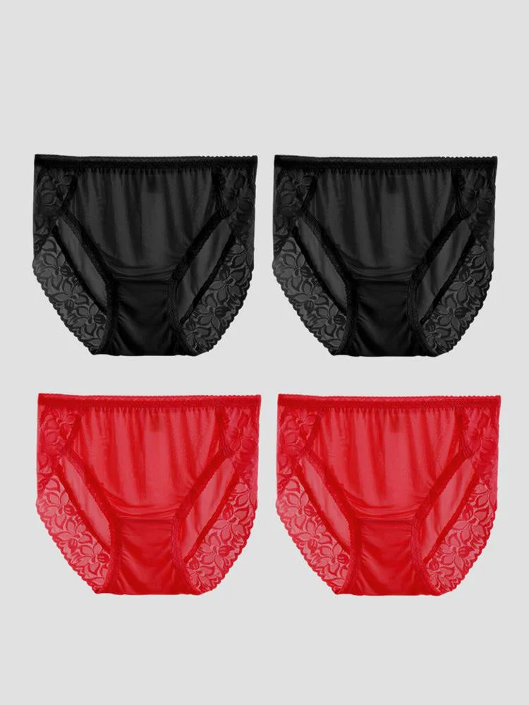 4-Delige Set Sexy Zijden Jersey Damespanties Met Kant (Beha NIET Inbegrepen) - Image 26