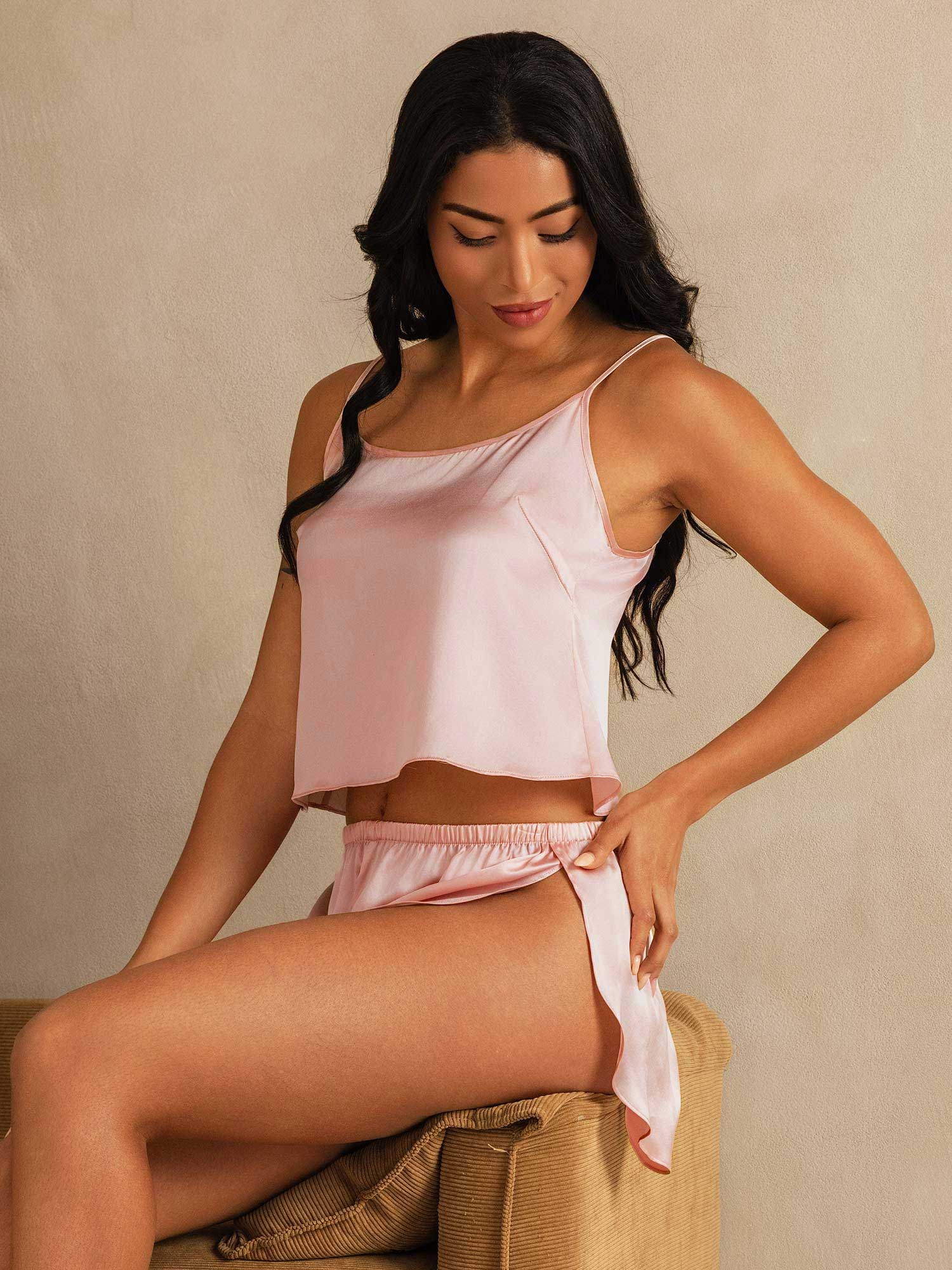 Zuivere Zijde Spaghetti bandjes Mouwloos Camisole Set - Image 18