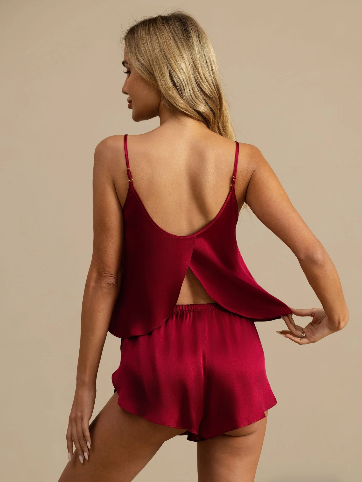 Zuivere Zijde Spaghetti bandjes Mouwloos Camisole Set - Image 57