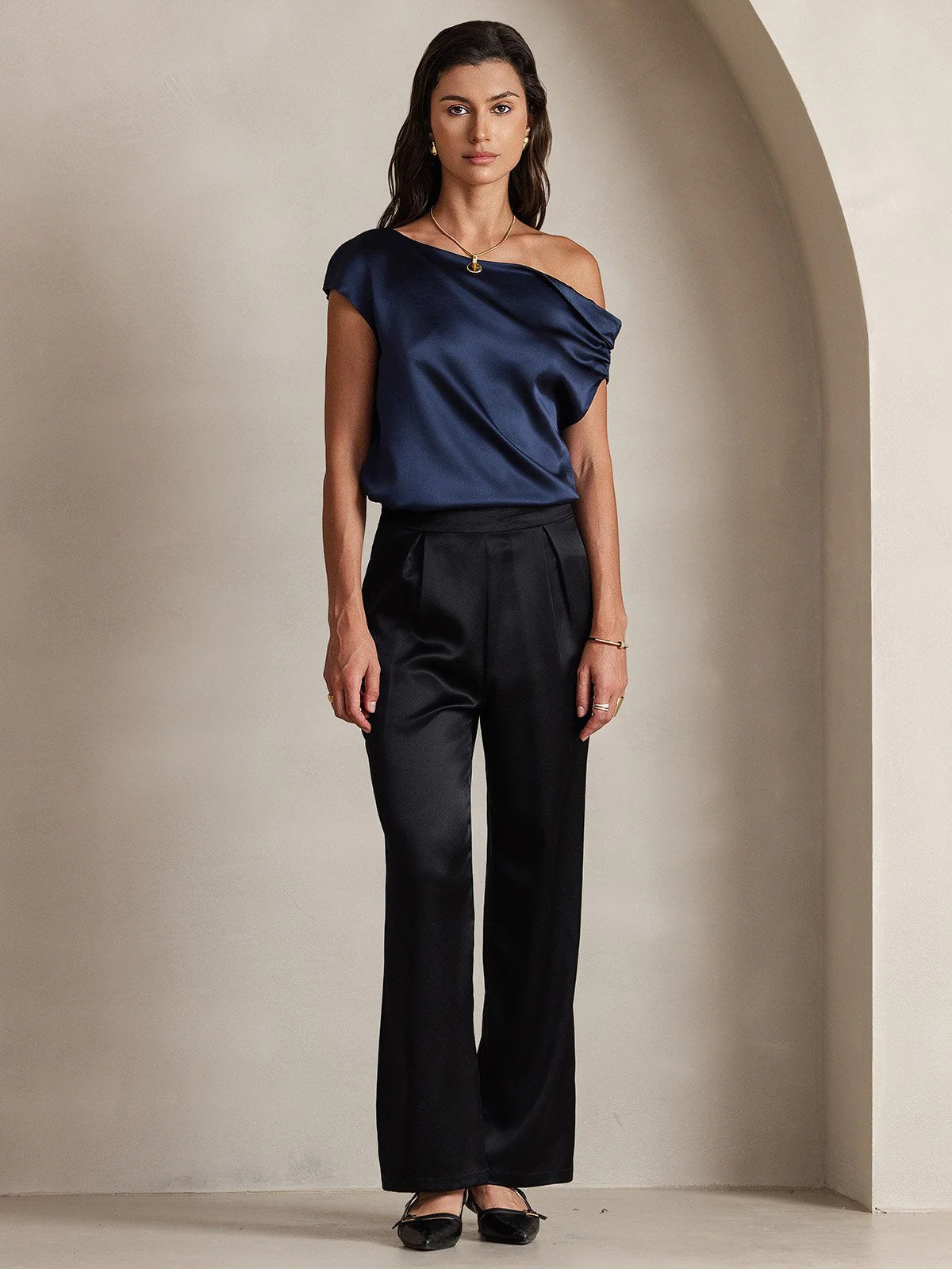 19Momme Casual Zijden Wijde Broek - Image 11