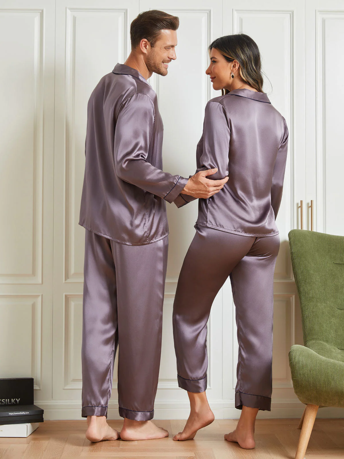Zijden Pyjama met Lange Mouwen Voor Paar (totaal 4 stks) - Image 16