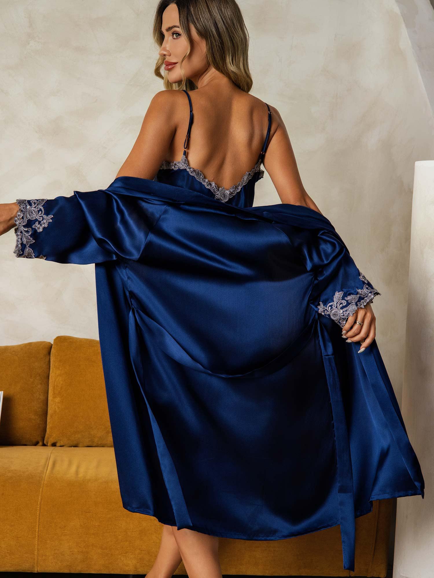 Elegant Pure Zijde Nachthemd&Kamerjas Set 2-Delig - Image 14