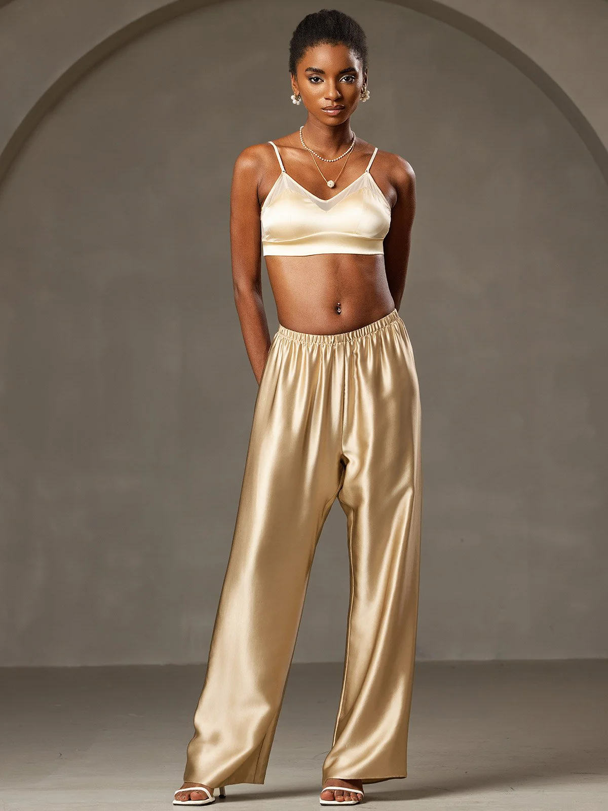 19Momme Modieuze Hoge Taille Wijde Broek - Image 11