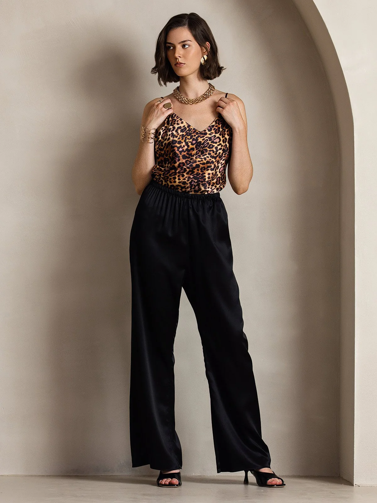 19Momme Modieuze Hoge Taille Wijde Broek - Image 3