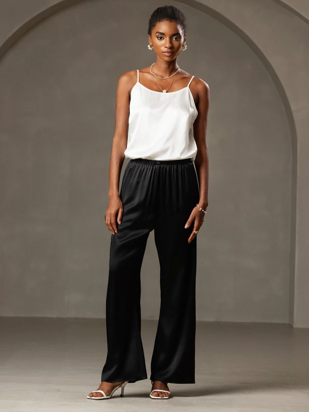 19Momme Modieuze Hoge Taille Wijde Broek - Image 5
