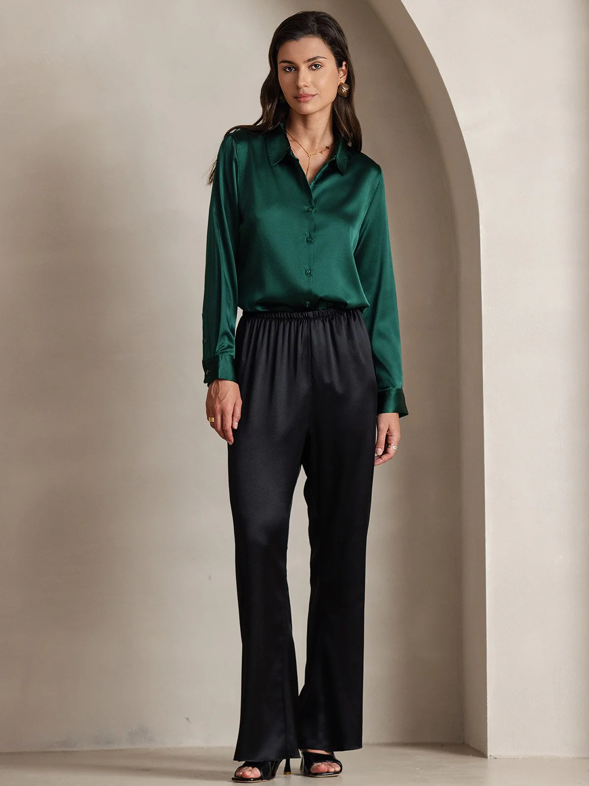 19Momme Modieuze Hoge Taille Wijde Broek - Image 7