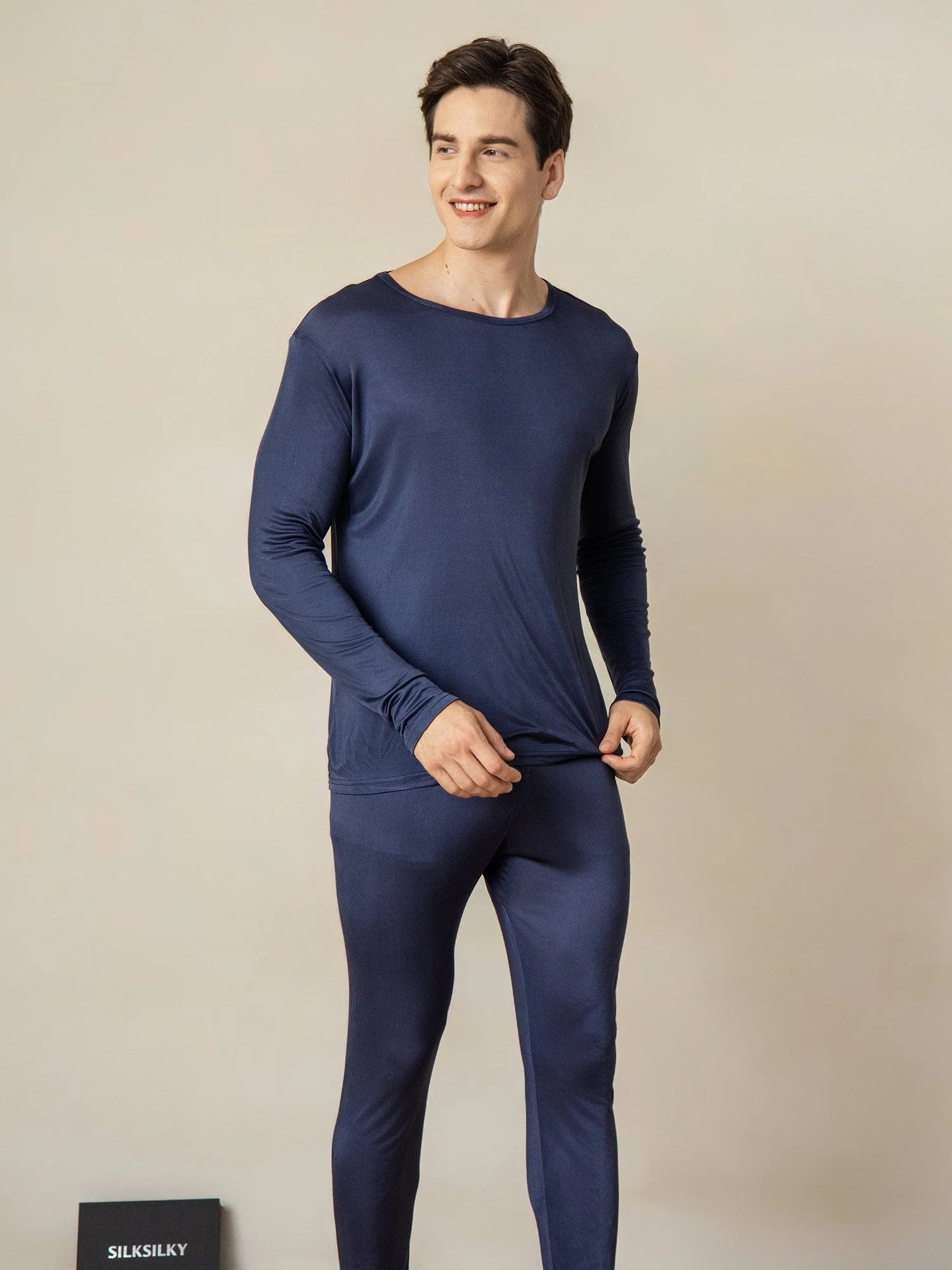 Heren Zijde Jersey Lange Mouwen Ondergoed - Image 13