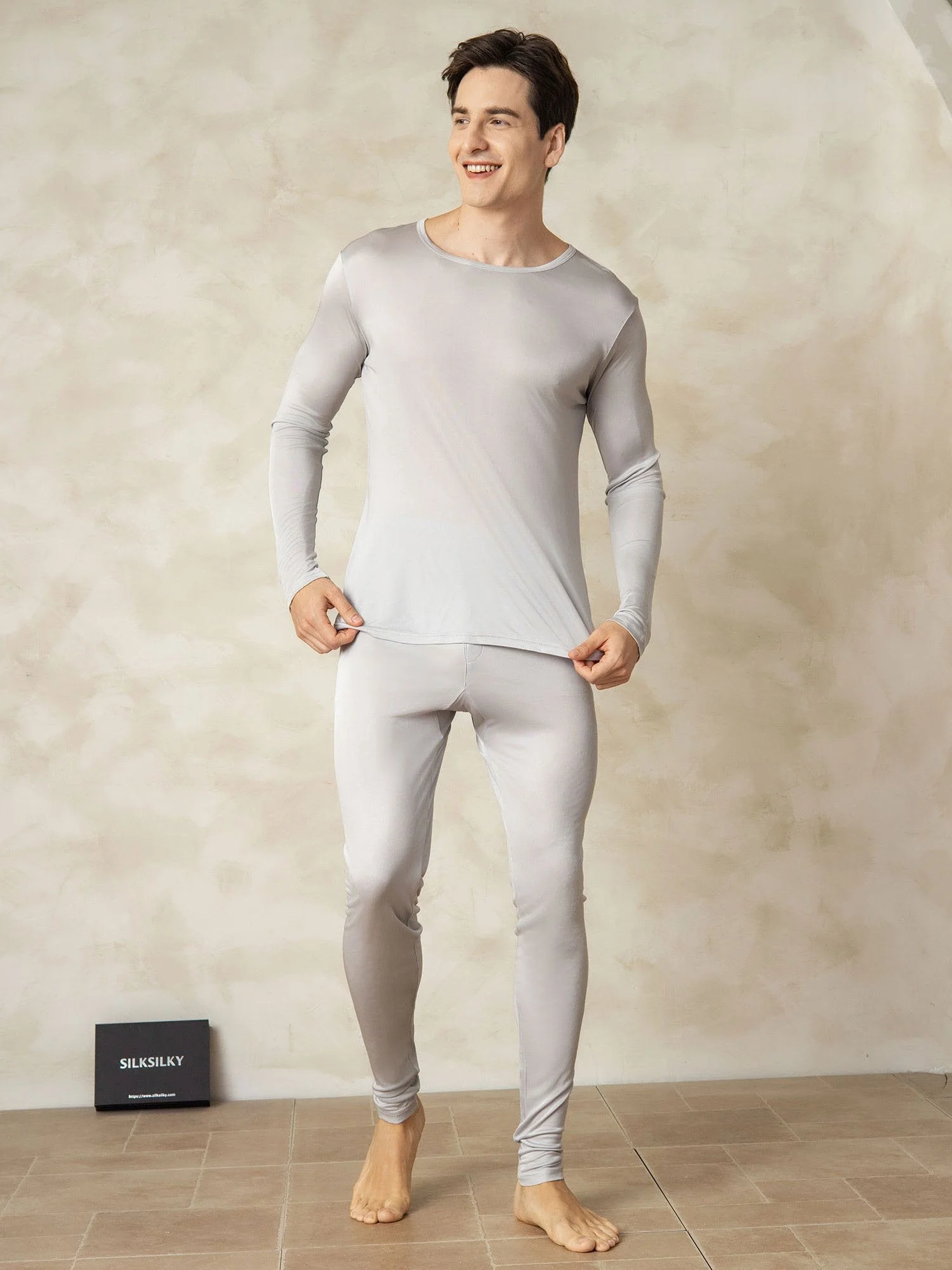 Heren Zijde Jersey Lange Mouwen Ondergoed - Image 3