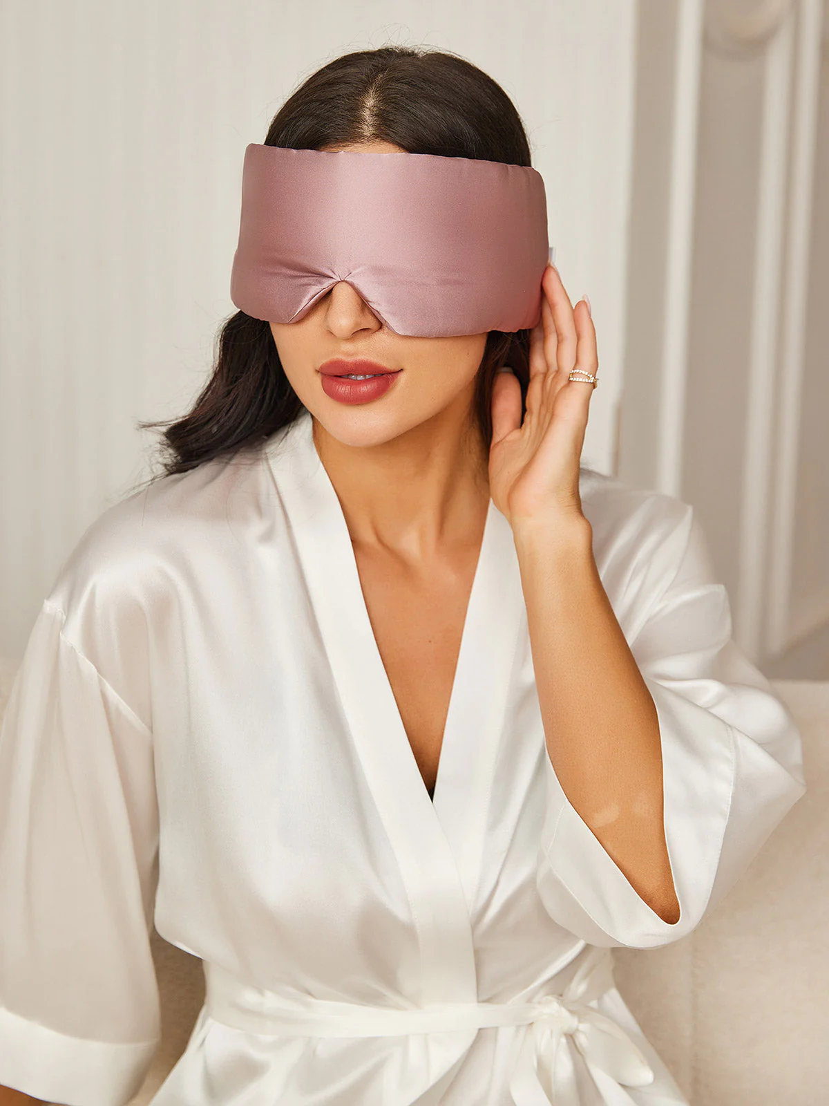 Eendelig zijden slaapmasker met klittenbandsluiting - Image 22