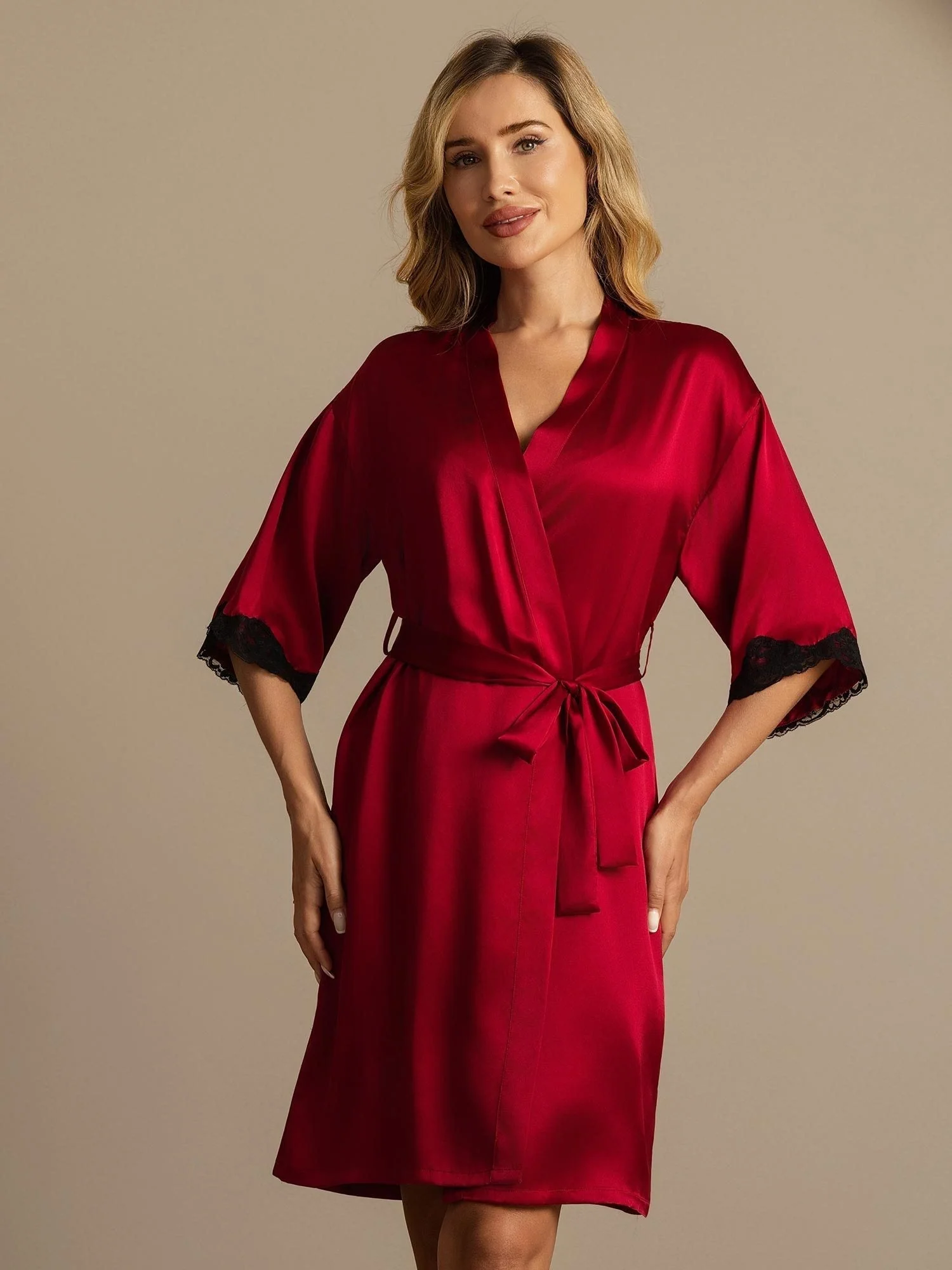 Pure Zijde Basis Dames Robe met Kantontwerp - Image 7